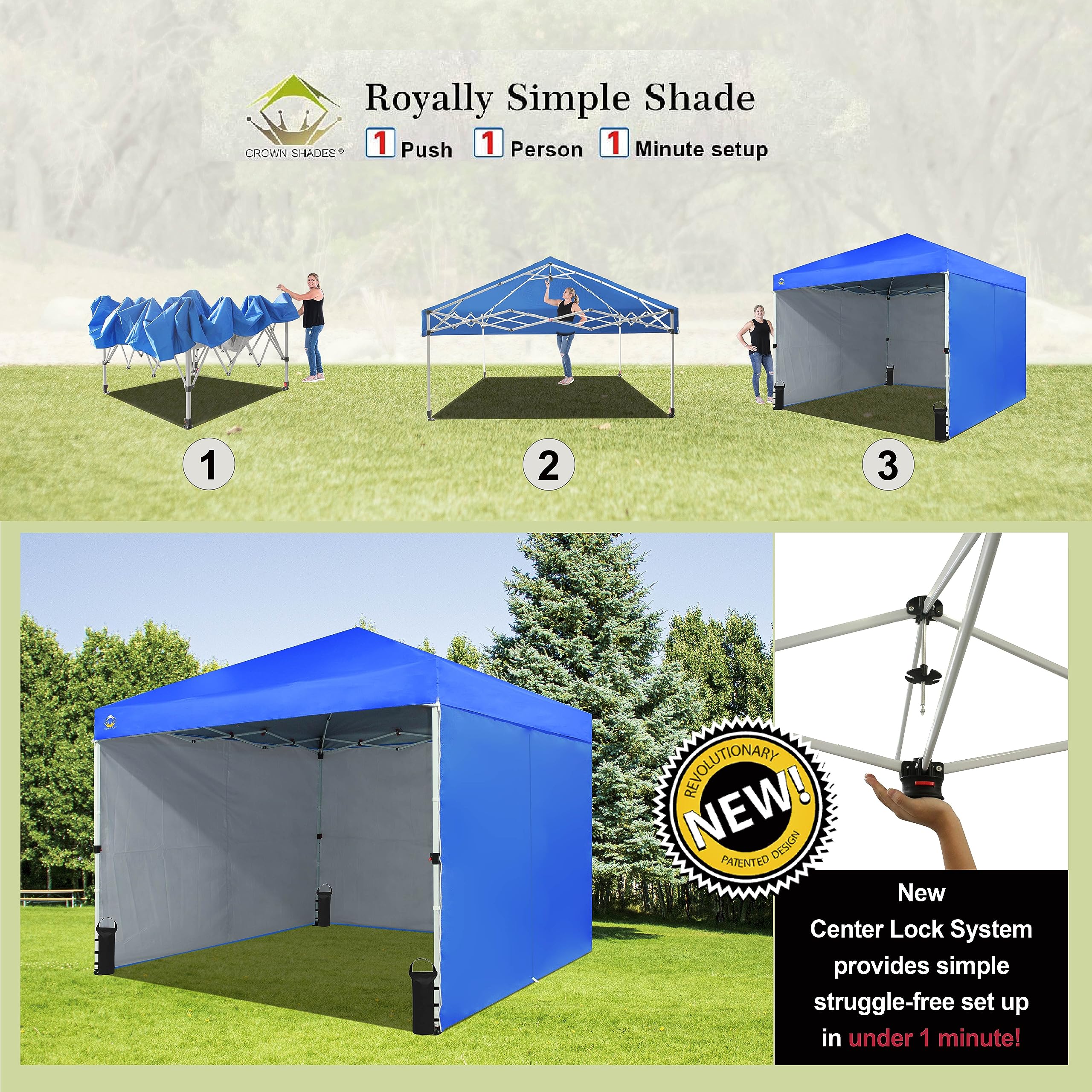 10x10 Pop Up Canopy Tent with Sidewalls - Blue for Outdoor Events & Markets