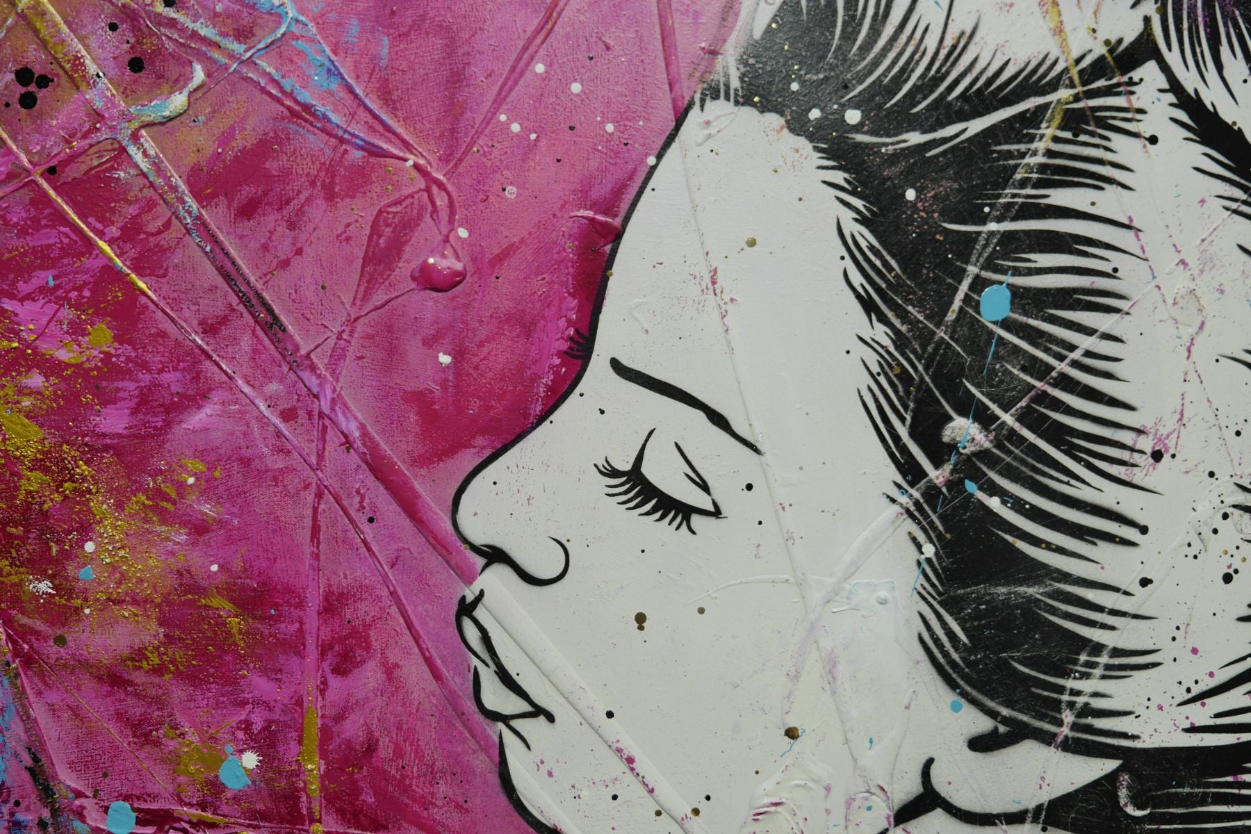 190cm x 100cm Geisha Textured Urban Pop Art Canvas Painting - Modern Wall Decor for Living Room, Bedroom & Office - Musk Sunsets Collection