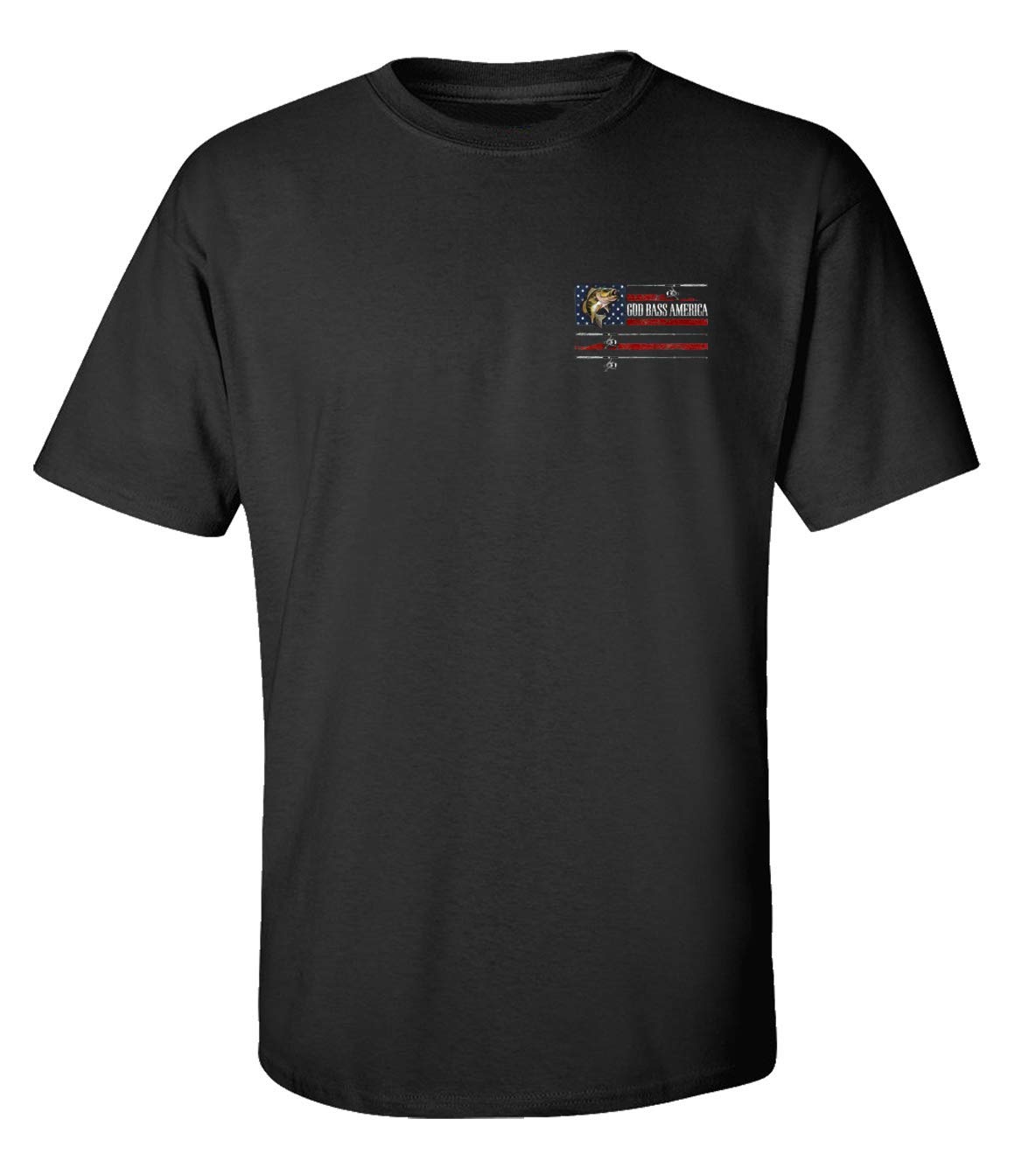 Men's Patriotic God Bass Fishing T-Shirt - USA Flag Design Short Sleeve Tee for Outdoor Fishing & July 4th Celebrations