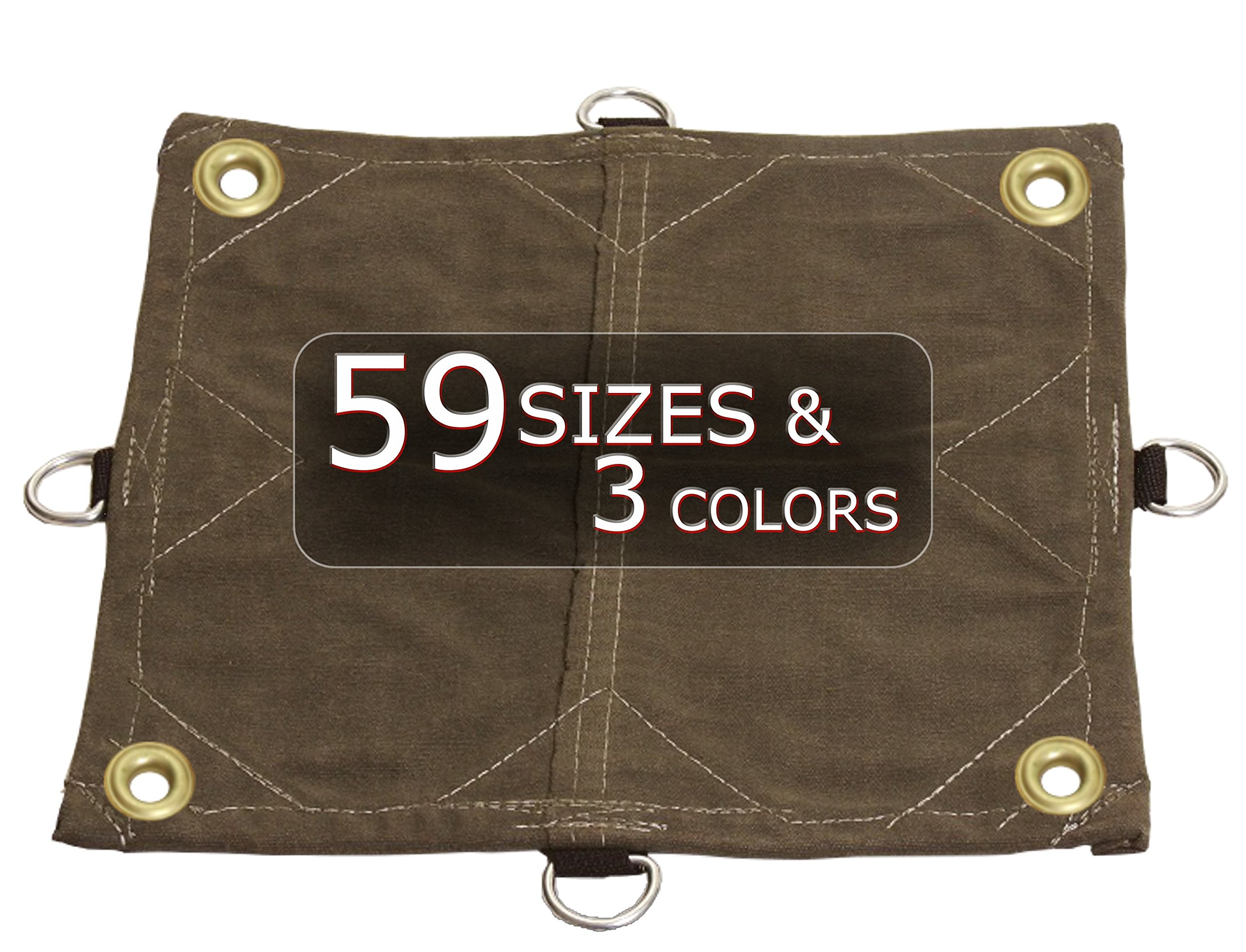 8x14 18oz Heavy Duty Canvas Tarp with D-Rings & Corner Grommets - Waterproof, UV Resistant, Reinforced Edges - Perfect for Camping, Construction, and Outdoor Protection