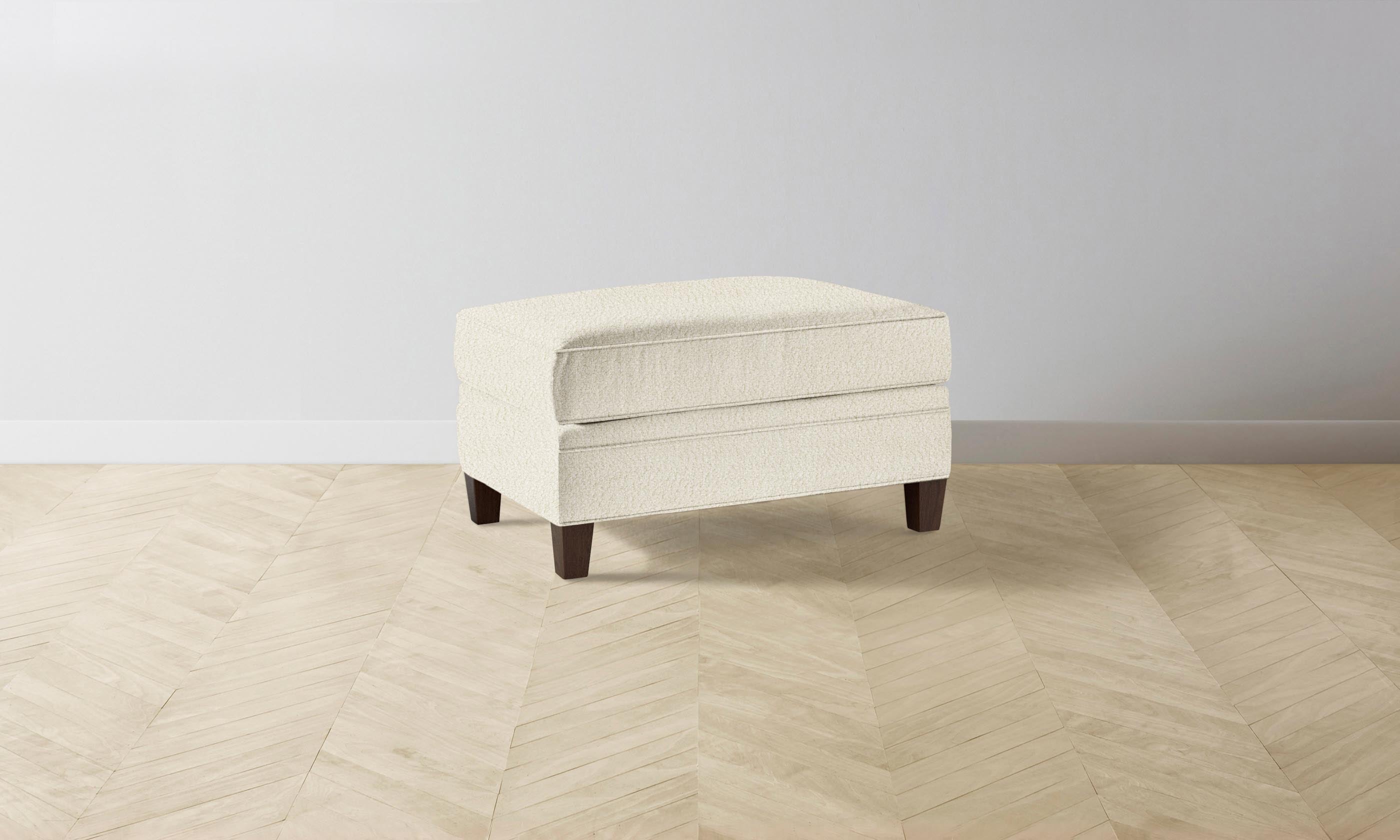Carmine Ottoman - Italian Bouclé White Fabric Footstool | Elegant Living Room Accent for Home Decor & Comfortable Footrest