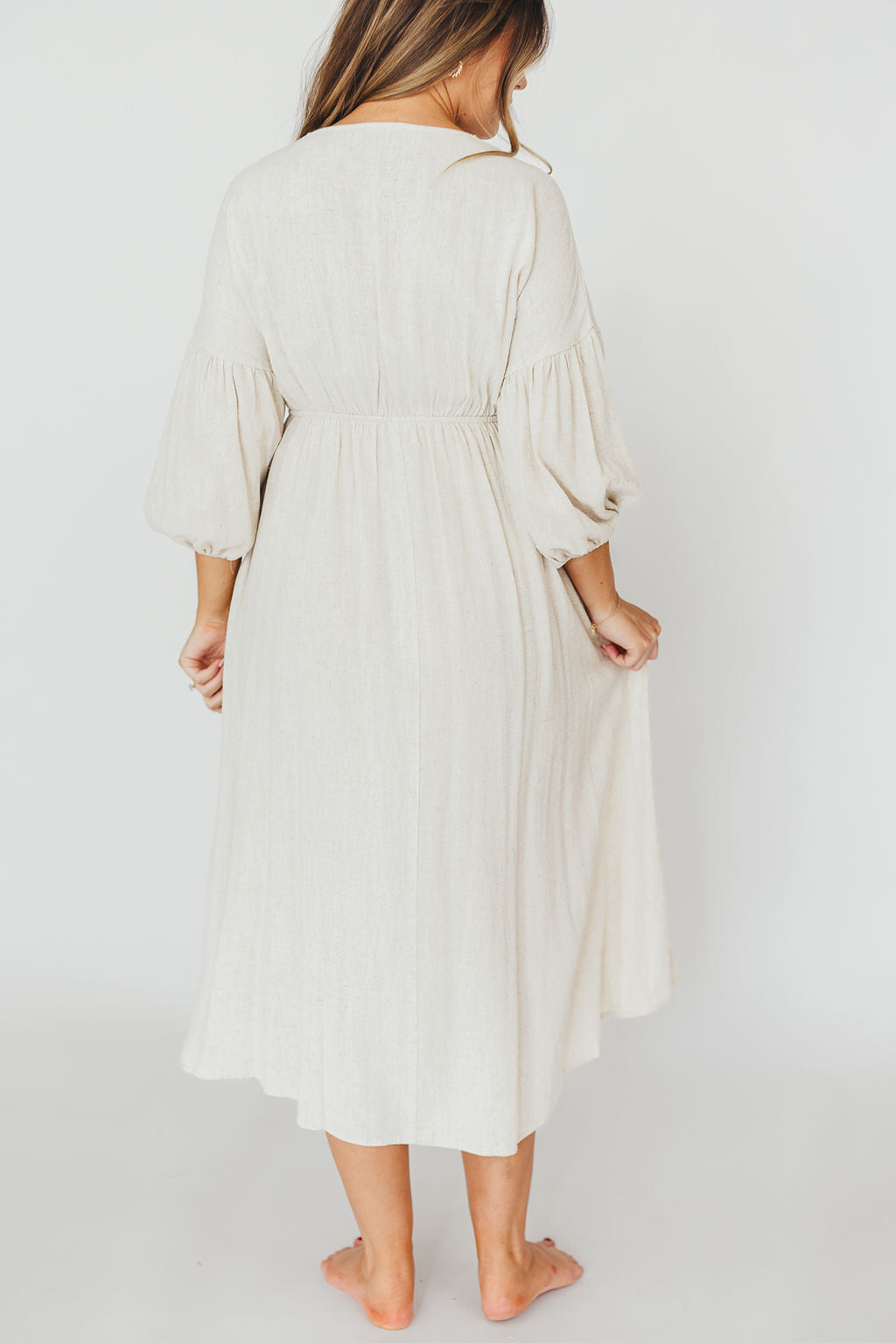 Hunter 100% Cotton Gauze Midi Dress in Soy - Bump Friendly Maternity Dress for Pregnancy, Nursing & Postpartum - Perfect for Summer, Beach & Casual Wear