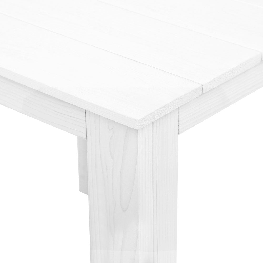 White Wooden Coffee Side Table - Outdoor Camping & Garden Furniture for Patio, Deck, and Backyard Relaxation