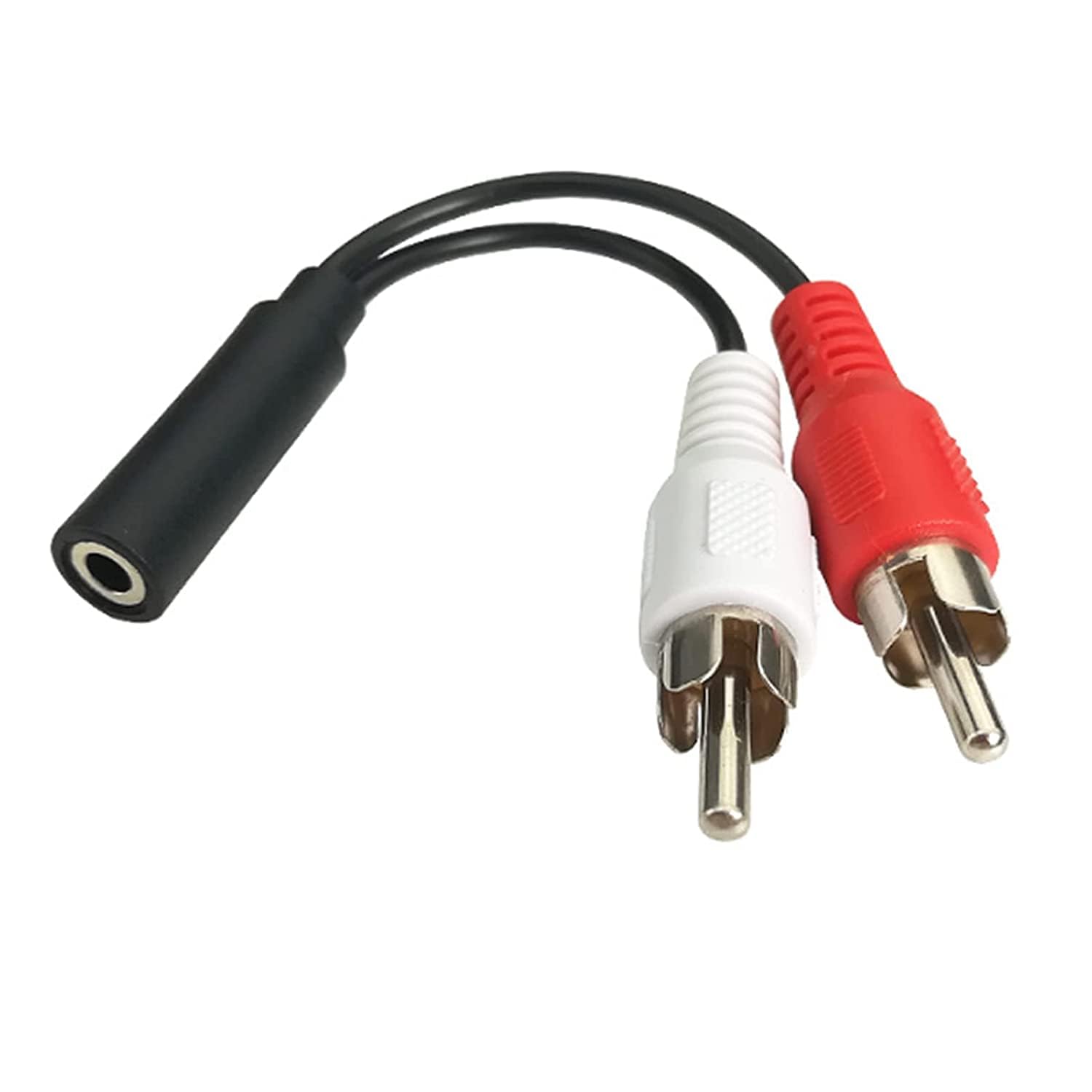 C&E 6 Inch 3.5mm Female to 2 RCA Male Stereo Audio Y Cable - Nickel Plated Adapter for TV, Smartphone, MP3, Tablet, Speaker & Home Theater - Perfect for Home Audio Setup & Multimedia Connections