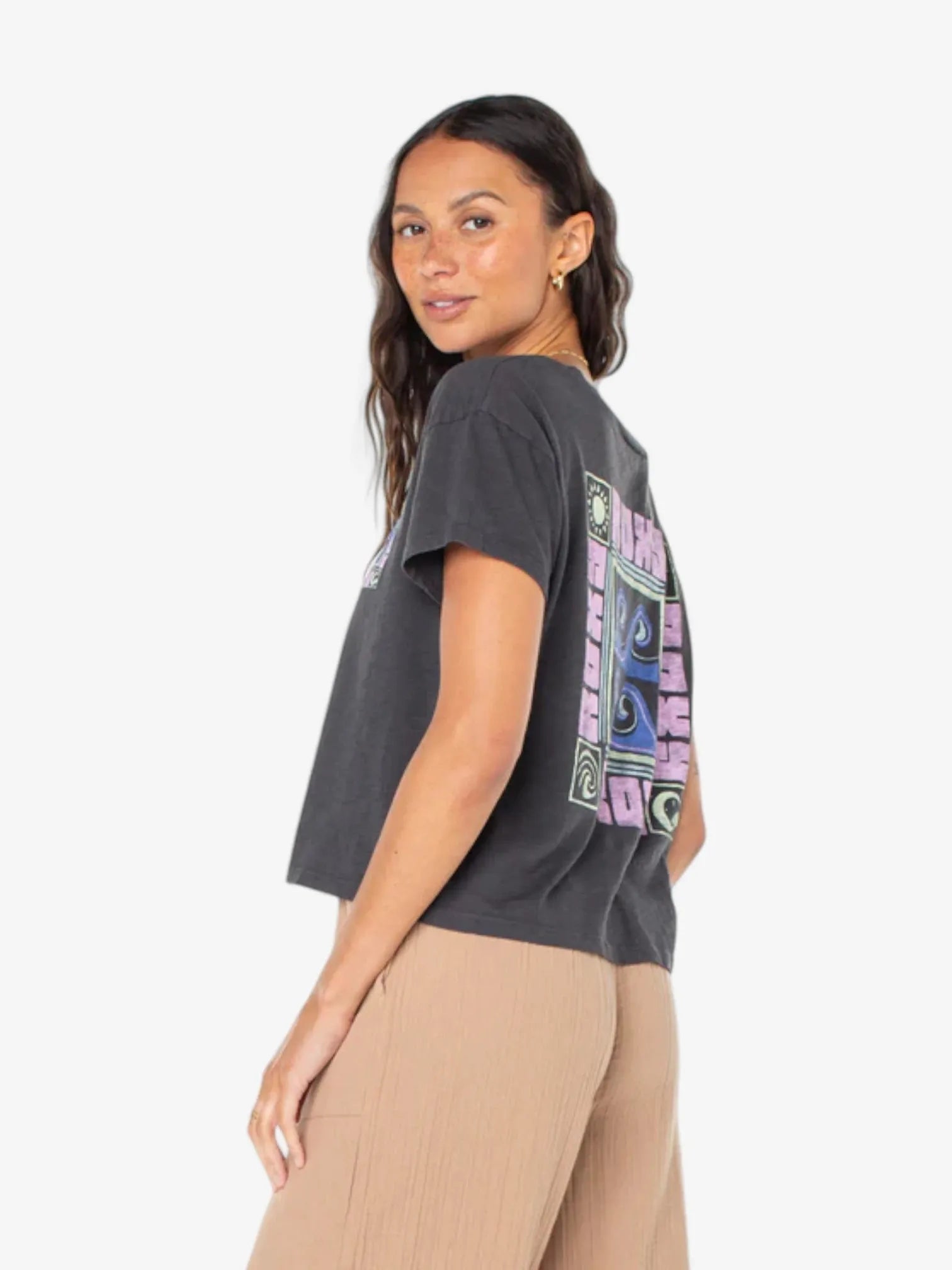 Roxy Wave Block Bwnt Gris T-Shirt for Women - Stylish & Comfortable Casual Wear for Beach, Surfing & Everyday Outfits