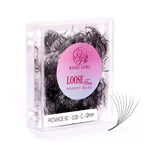 ROSE GIRL 500 Pairs 4D-12D Professional Volume Fan Eyelash Extensions - 0.03-0.07mm Individual Cluster Lashes (8-16mm, D Curl) for Dramatic Eye Look | Perfect for Prom, Weddings & Special Occasions