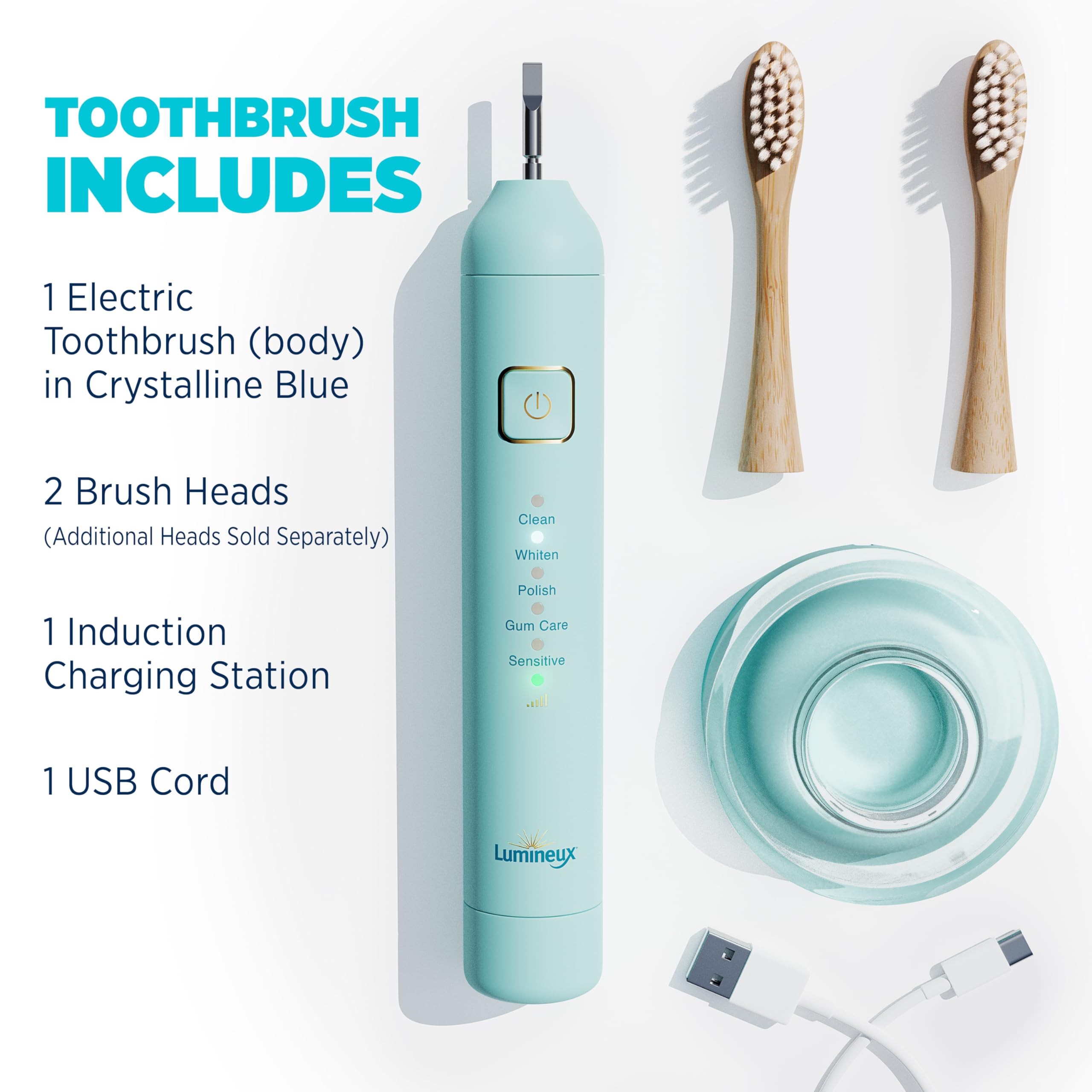 Lumineux Teeth Whitening Strips (21 Pack) & Electric Bamboo Toothbrush Set - Professional Teeth Whitening Kit with Natural Bamboo Brush for Home & Travel Use