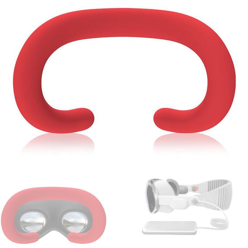 Apple Vision Pro Silicone Eye Mask - Sweat Proof & Light Leakage Proof VR Face Pad Cover, Replaceable Accessories (Red) - Perfect for Gaming, VR Workouts & Extended VR Sessions