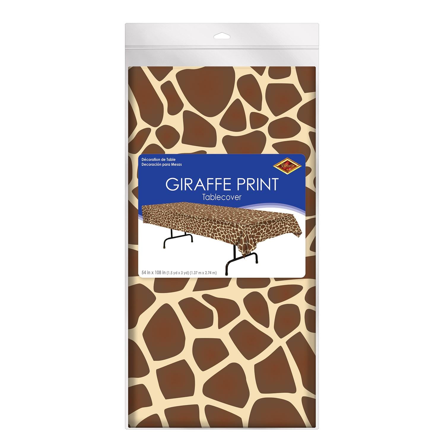 12 Pack Beistle Giraffe Print Party Table Covers - Colorful Animal Theme Disposable Tablecloths for Birthday Parties, Baby Showers & Safari Themed Events