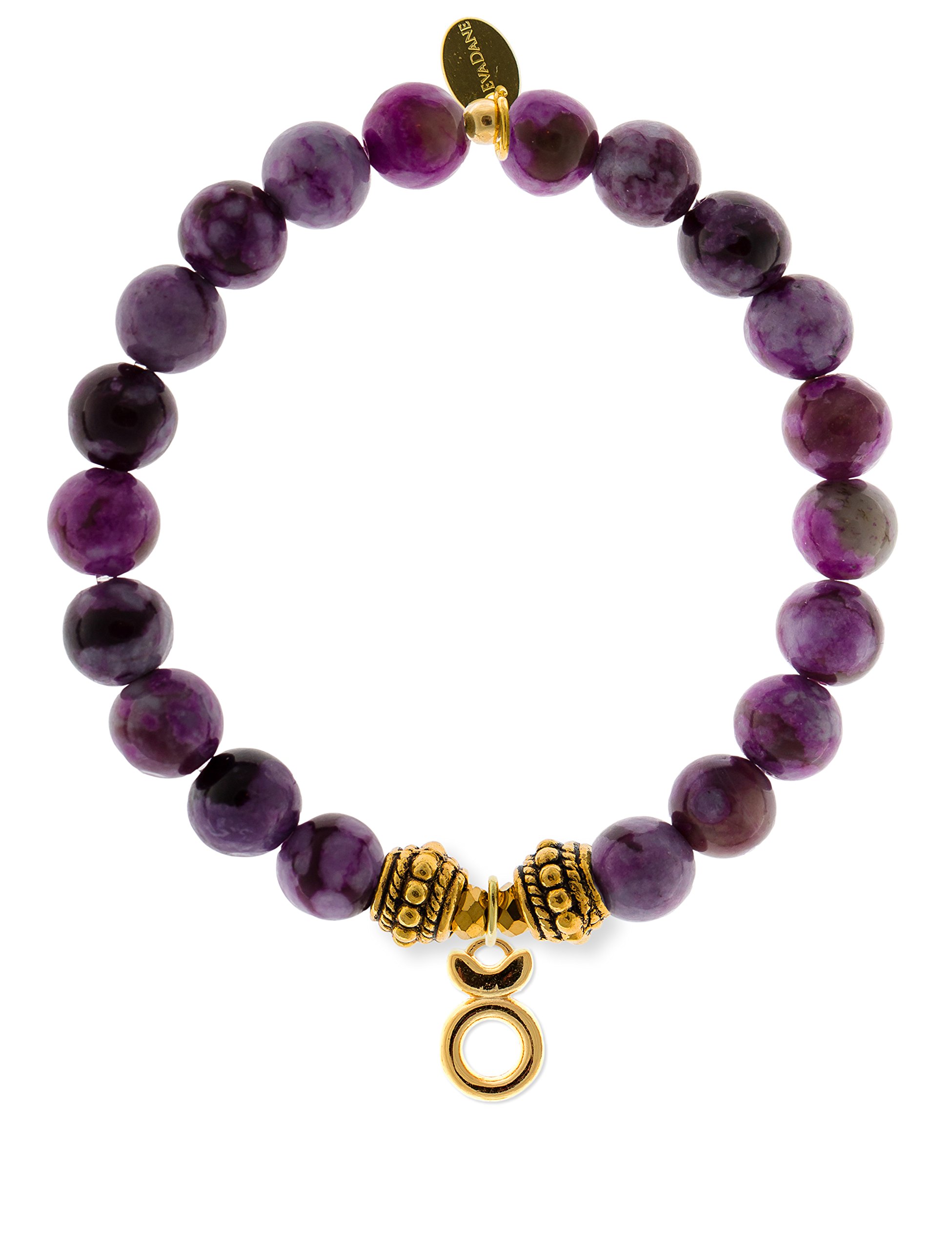 Natural Sugilite Gemstone Stretch Bracelet for Women - Taurus Zodiac Charm Beaded Rope Bracelet - Healing Crystal Jewelry for Meditation, Yoga & Spiritual Gifts
