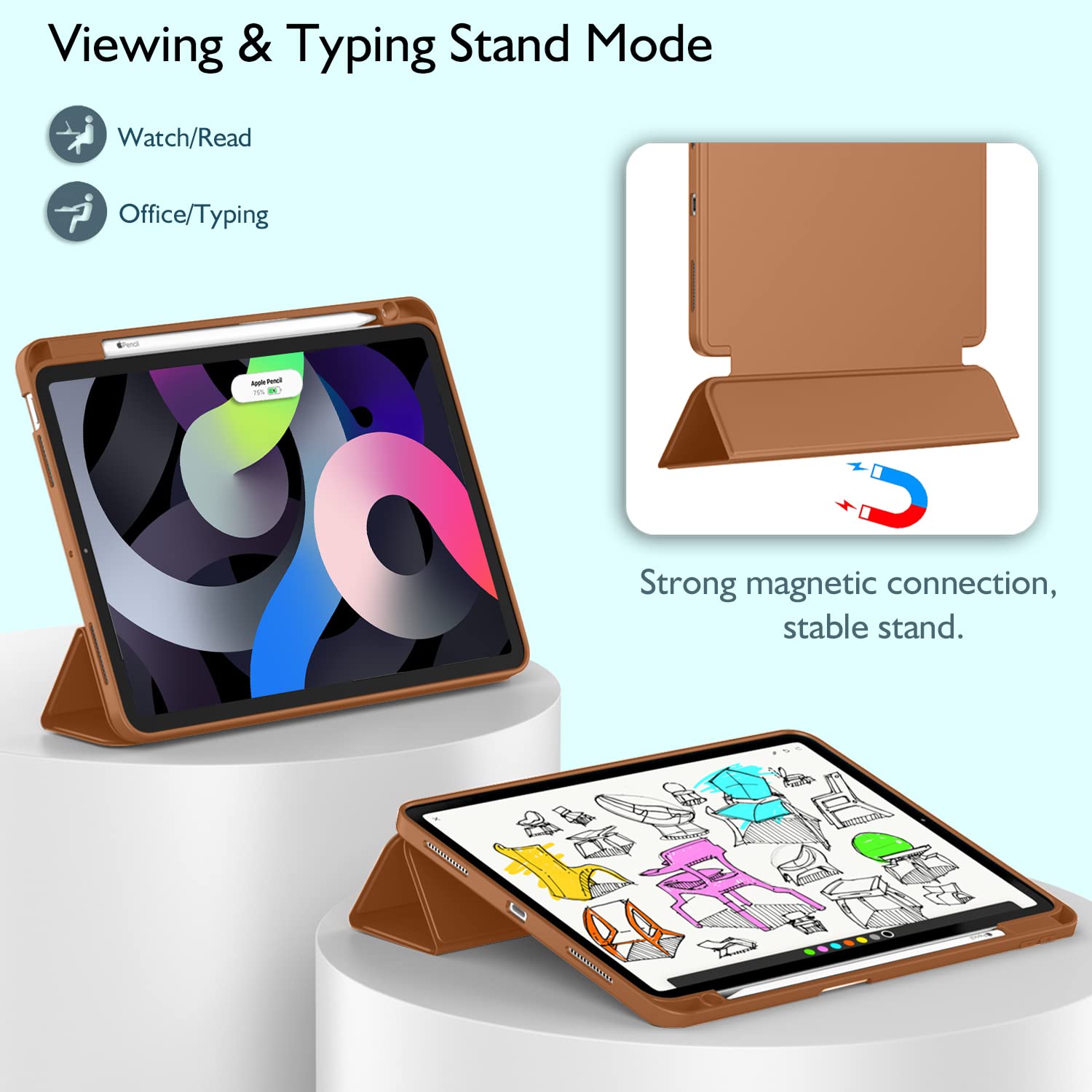 ZryXal iPad Air 11 Inch Case M3 2025 / M2 2024 - Slim Protective Cover for iPad Air 5th Gen (2022) & 4th Gen (2020) 10.9 Inch - Supports Touch ID & Auto Wake/Sleep - Perfect for Work, School & Travel (Brown)