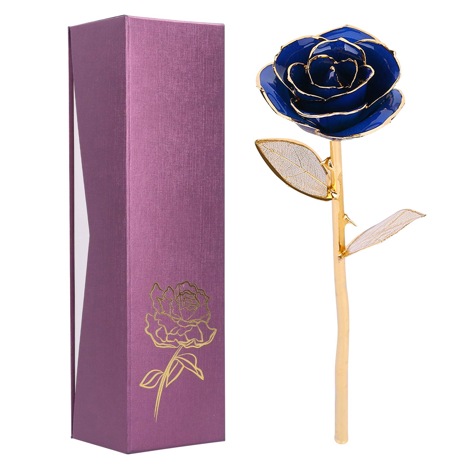 24K Gold Dipped Rose - Realistic & Long-Lasting Natural Shape with Vivid Details - Perfect for Wedding Gifts, Anniversary Presents, Home Decor & Luxury Collections