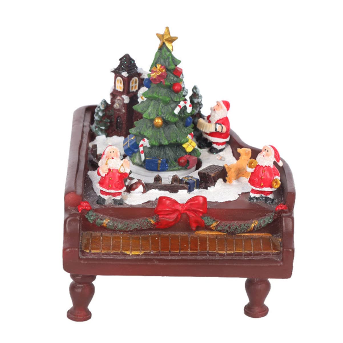 Healifty Snow Village Houses - Winter Christmas Village Music Box with LED Lights & Piano Music - Perfect for Holiday Decor, Gift Giving & Festive Home Displays