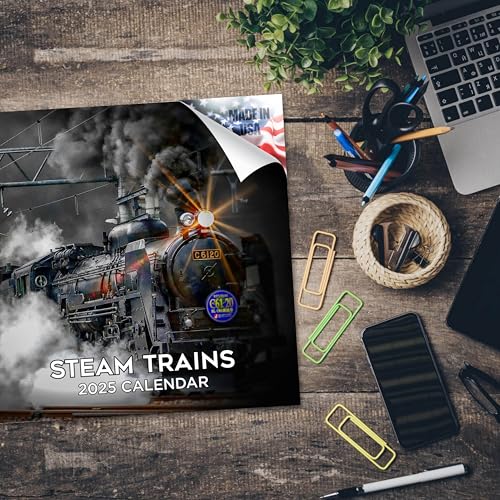 2025 Steam Train & Airplane Wall Calendar - 12