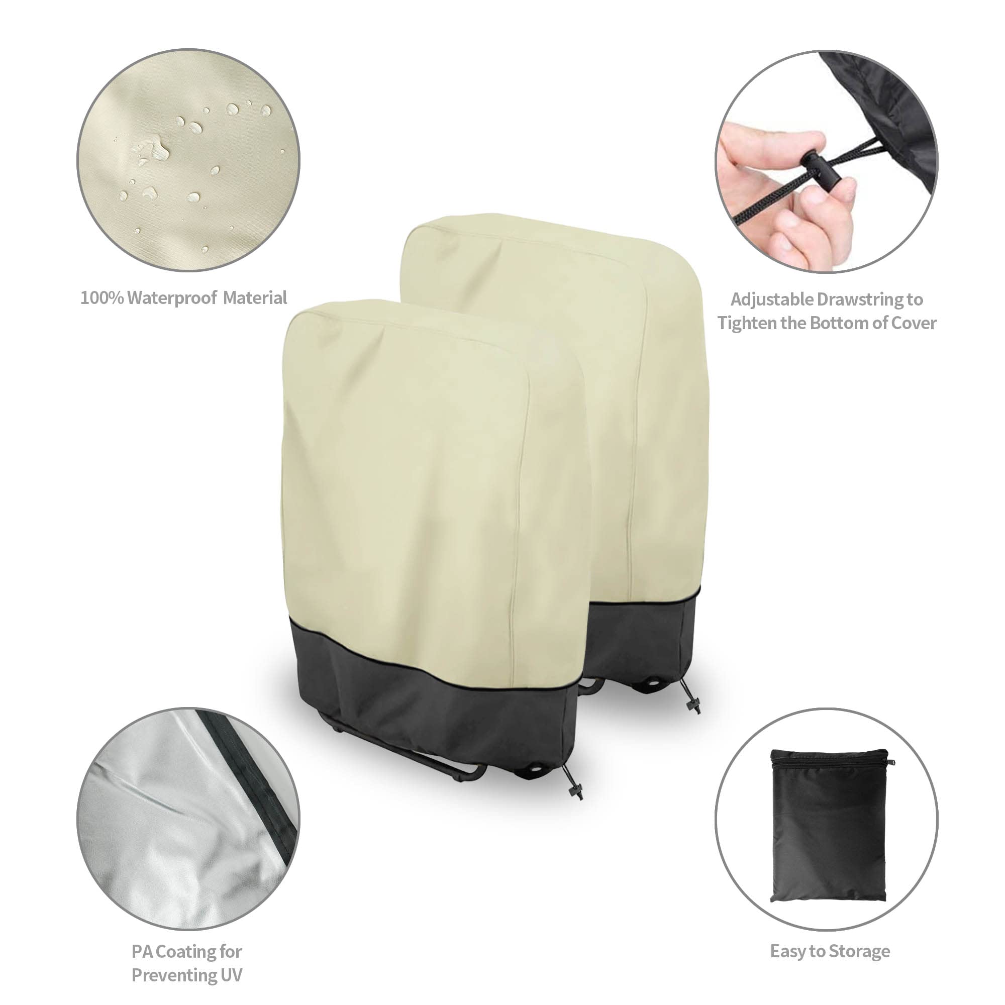 2Pcs Waterproof Zero Gravity Chair Covers - Outdoor Dustproof Folding Chair Protector for Patio, Lawn, Poolside - Includes Storage Bag (28