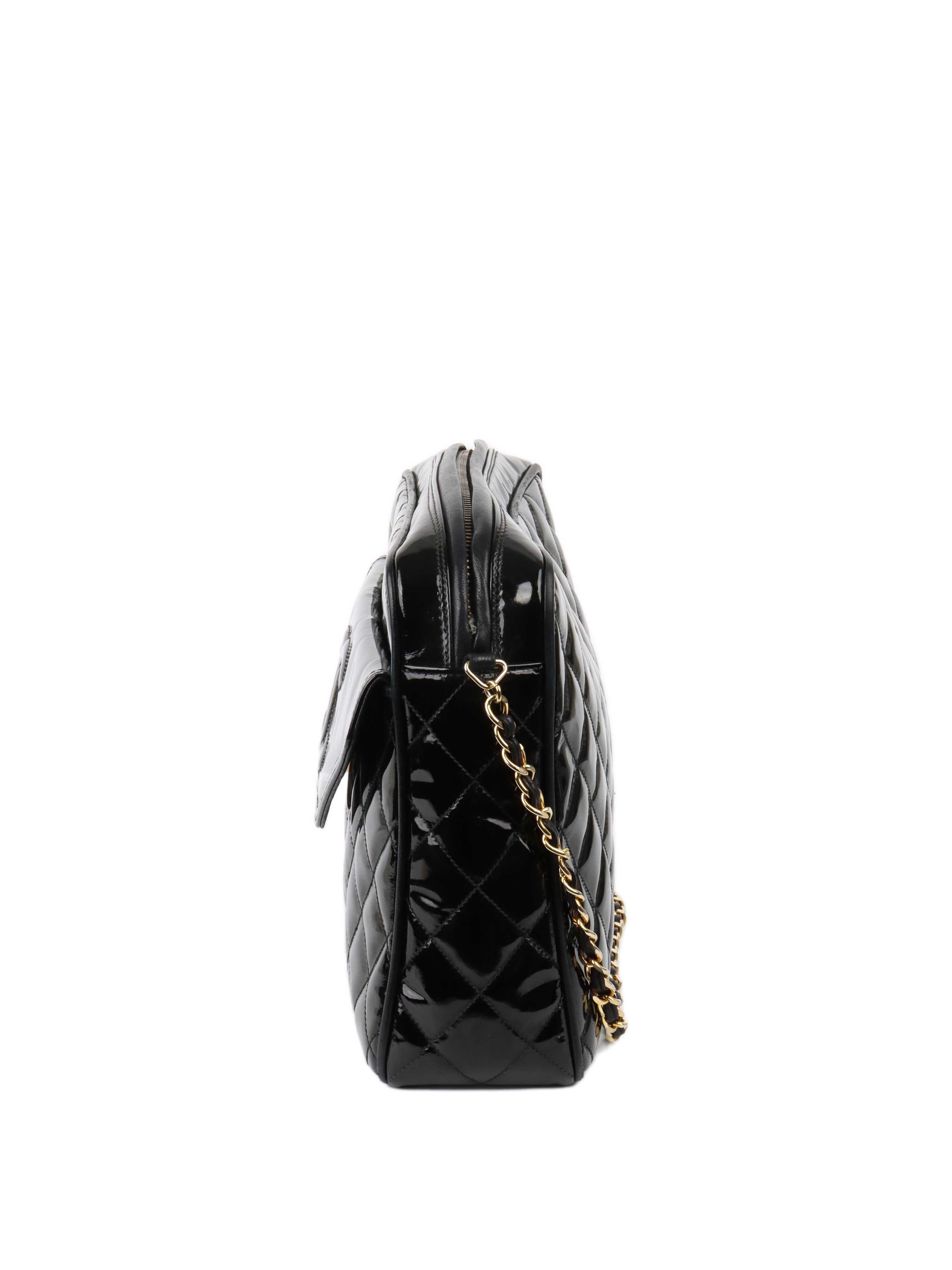 Chanel Black Patent Leather Shoulder Bag for Women - Luxury Designer Handbag for Work, Evening & Special Occasions