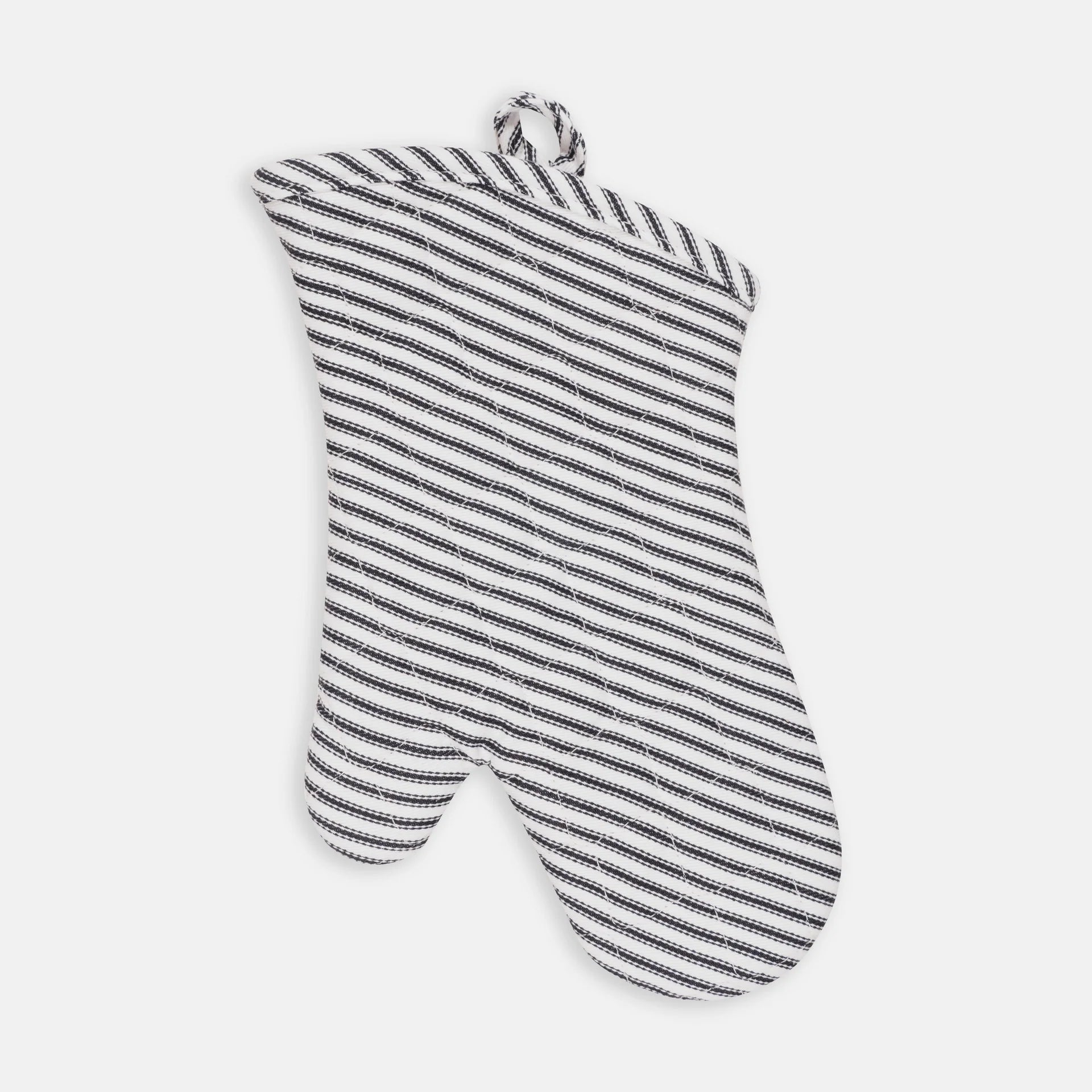Black Metro Stripe Oven Mitt - Heat Resistant Kitchen Glove for Baking, Grilling & Cooking - Perfect for Home Chefs & BBQ Enthusiasts