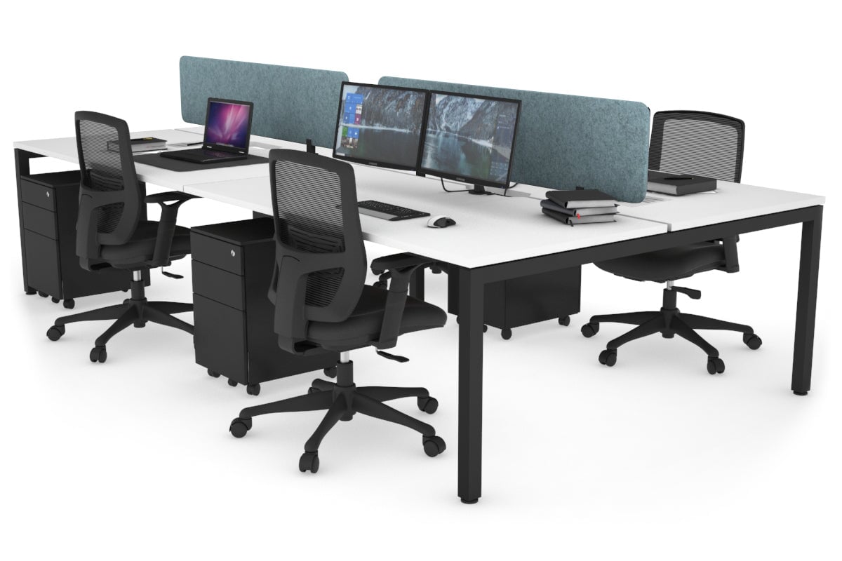 4-Person Office Workstation with Quadro Square Legs - 1800L x 800W Desk with Cable Management Scallop | Perfect for Collaborative Workspaces & Open Office Environments