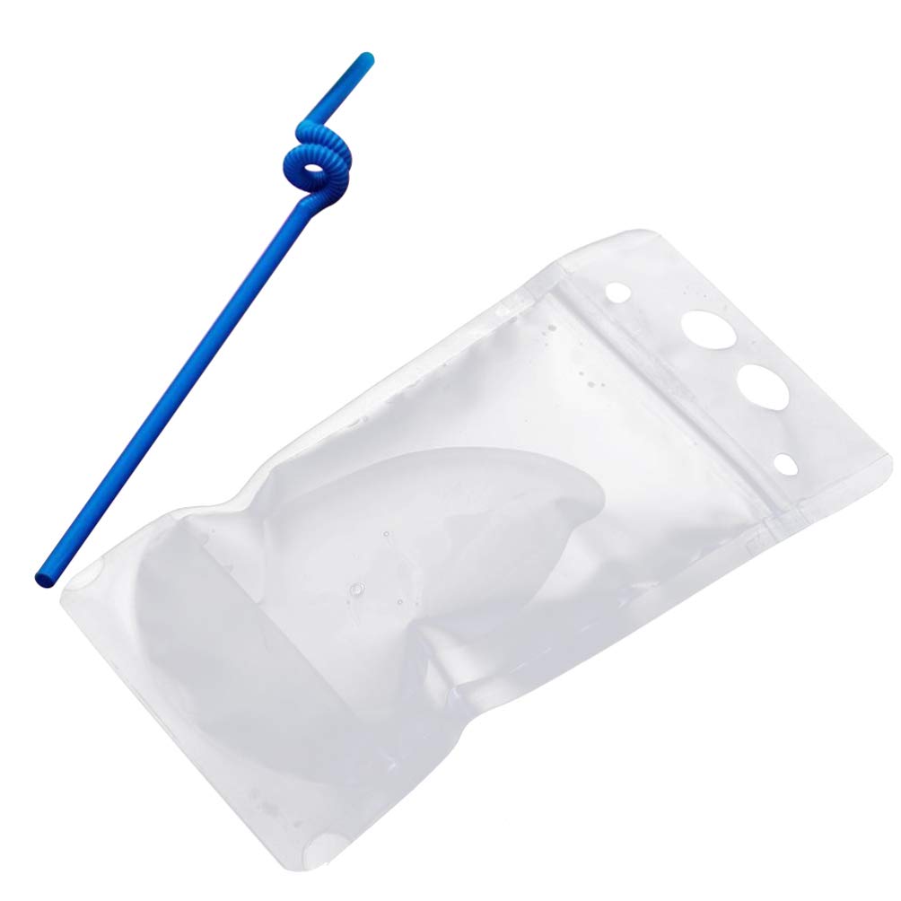 PRETYZOOM 25pcs Reusable Clear Stand-Up Drink Pouches with Straws - Leakproof Zipper Smoothie Bags for Juice, Cocktails & Party Favors (Random Straw Colors) - Perfect for Outdoor Events, Picnics & Kids Snacks