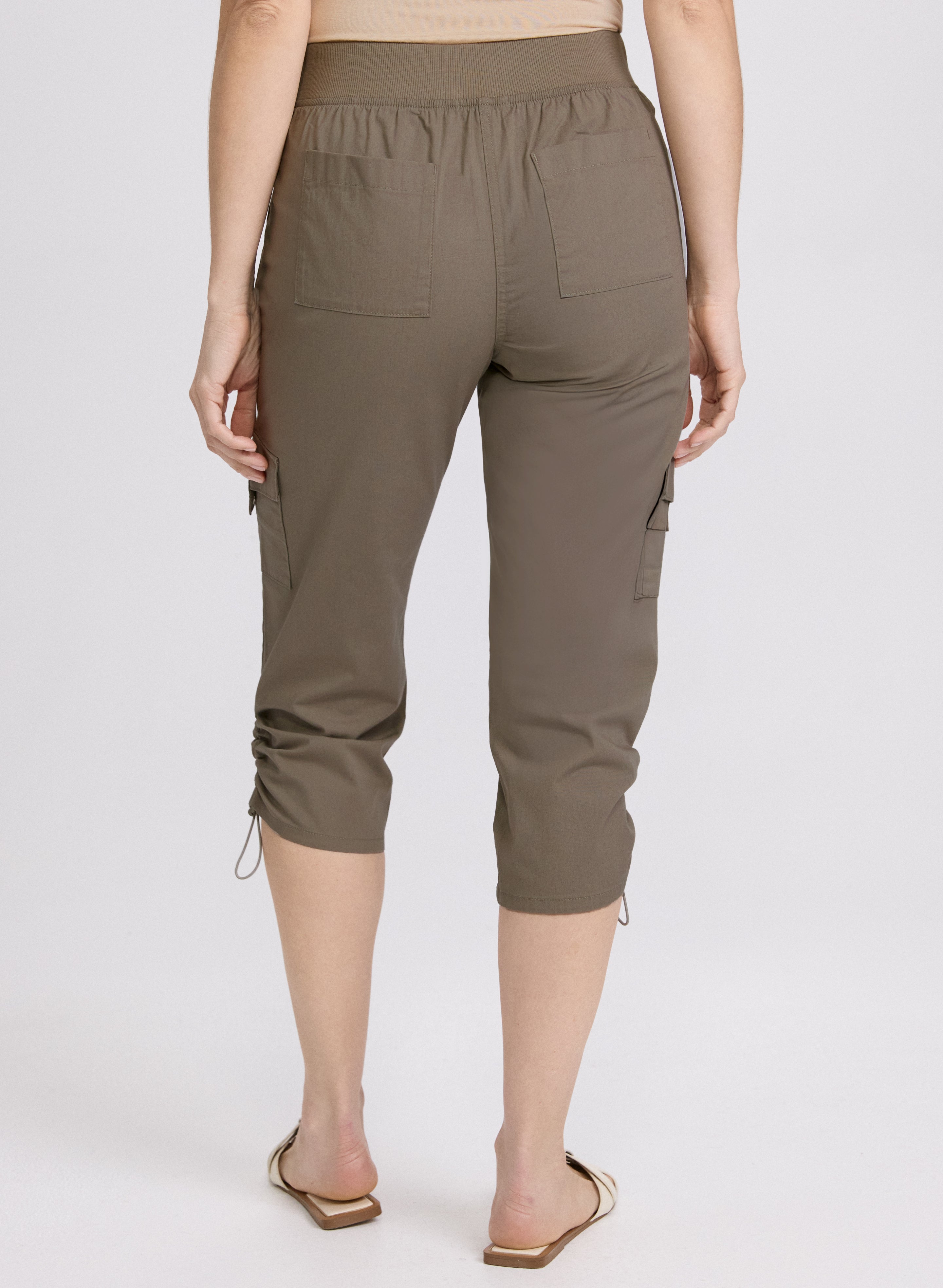 Cropped Drawstring Hem Cargo Pants for Women - High Waist Casual Joggers with Pockets | Perfect for Hiking, Travel & Streetwear Fashion