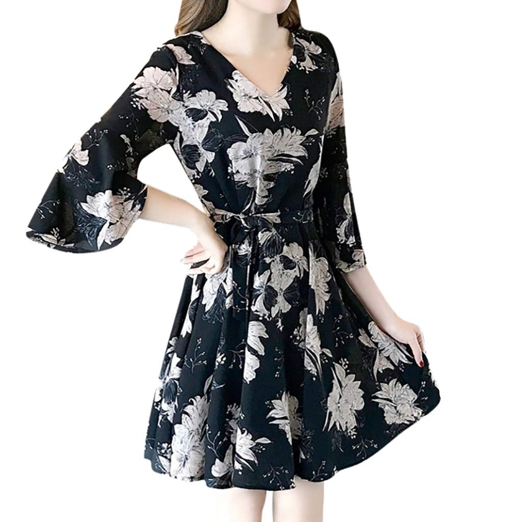 Elegant V-Neck Printed Knee-Length Shift Dress for Women - Loose Fit Half Sleeve Fashion Dress for Casual Wear, Office, and Summer Outings