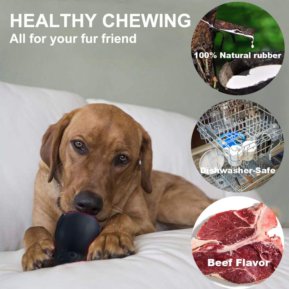 GUCHO Freezable Chew Toy for Dogs - Stuffable Treat Dispensing Puzzle Game, Natural Rubber Interactive Pet Toy for Small Medium Large Breed Puppies (Beef Flavor) - Perfect for Teething, Training & Playtime Fun