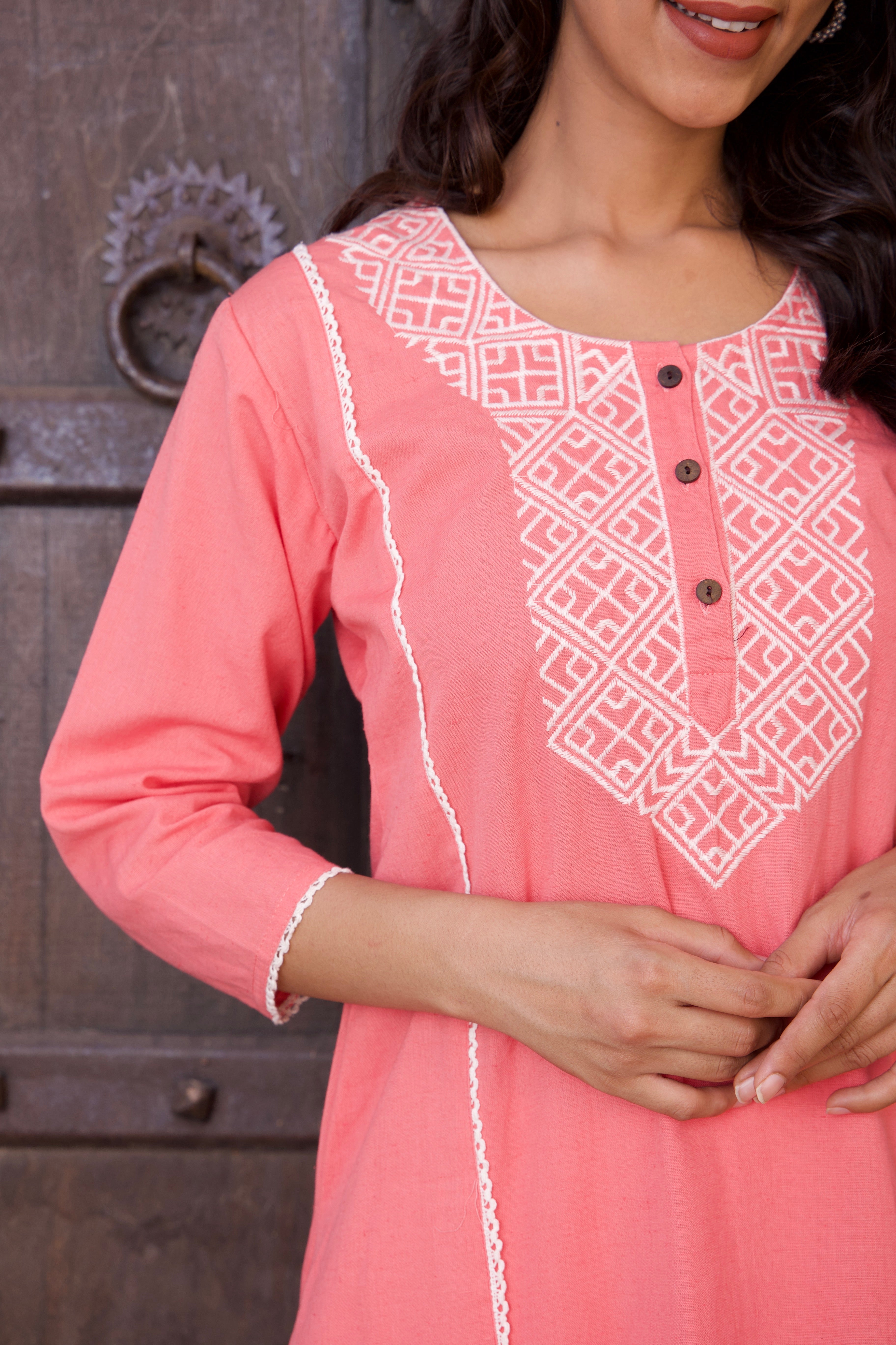 Elegant Pink Embroidered Kurta Set for Women - Traditional Indian Ethnic Wear - Perfect for Festivals, Weddings & Special Occasions