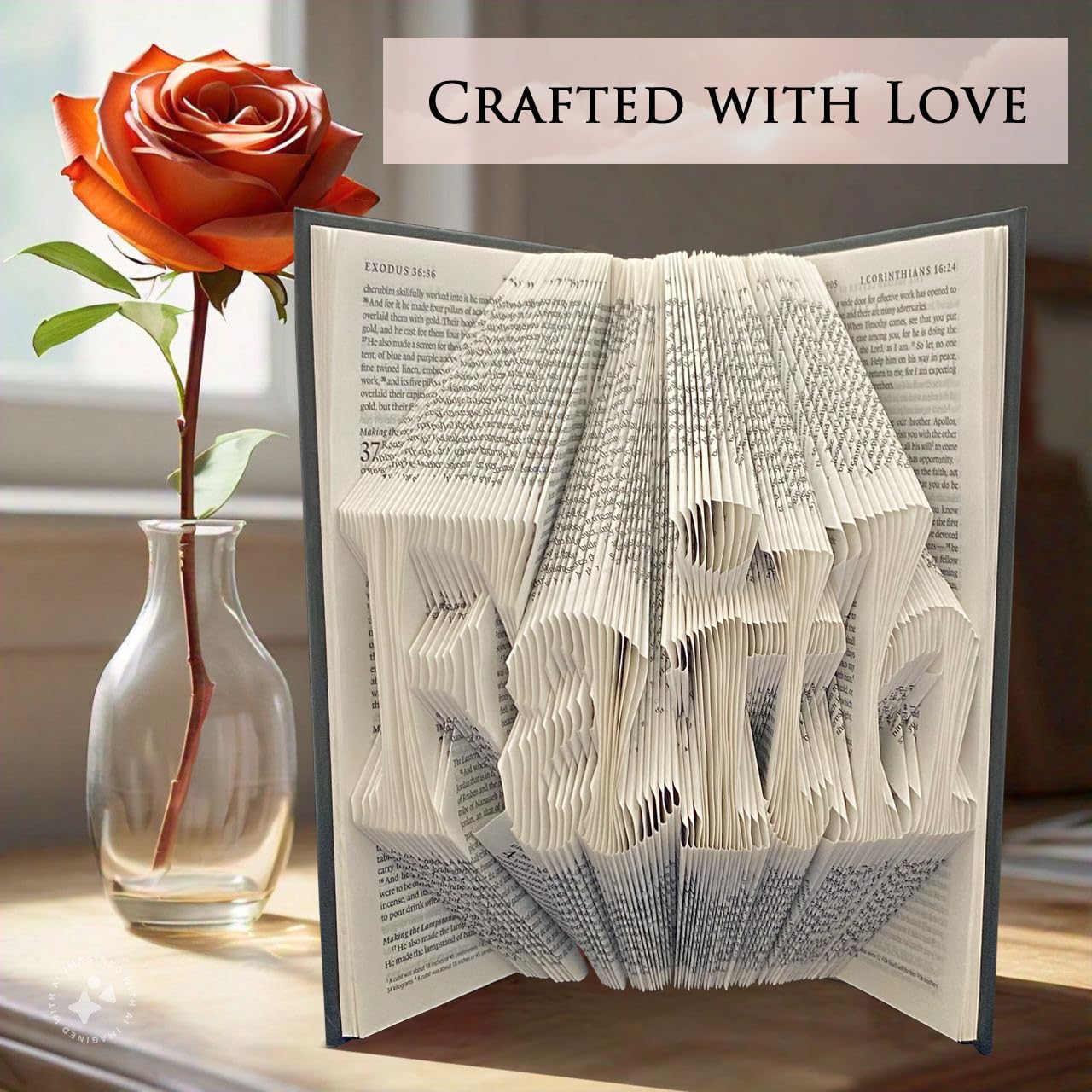 Faith Christian Bible Art Sculpture - Handmade ESV Bible Decor for Home & Church - Inspirational Christian Gifts for Women & Men - Perfect for Prayer Rooms, Bible Studies & Spiritual Spaces
