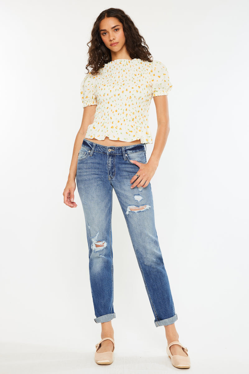 Stylish Aries Mid Rise Boyfriend Jeans for Women - Comfortable Stretch Denim Pants with Distressed Details | Perfect for Casual Wear, Weekend Outfits & Street Style Fashion