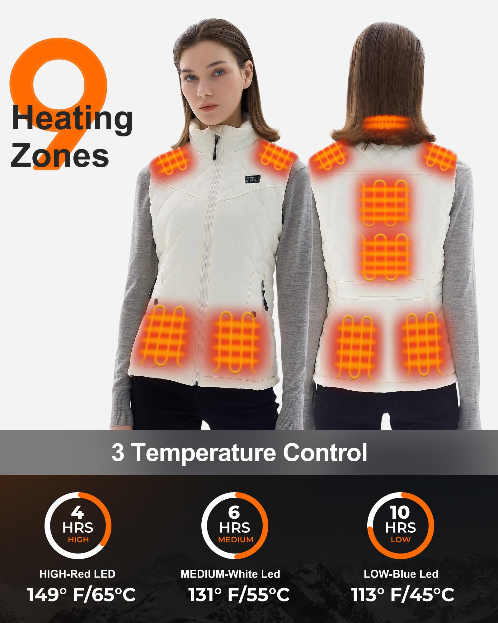 Quilted Heated Vest for Women with 16000mAh Battery Pack - 7.4V Smart Warming Winter Jacket - Perfect for Outdoor Activities, Hiking, Camping & Cold Weather