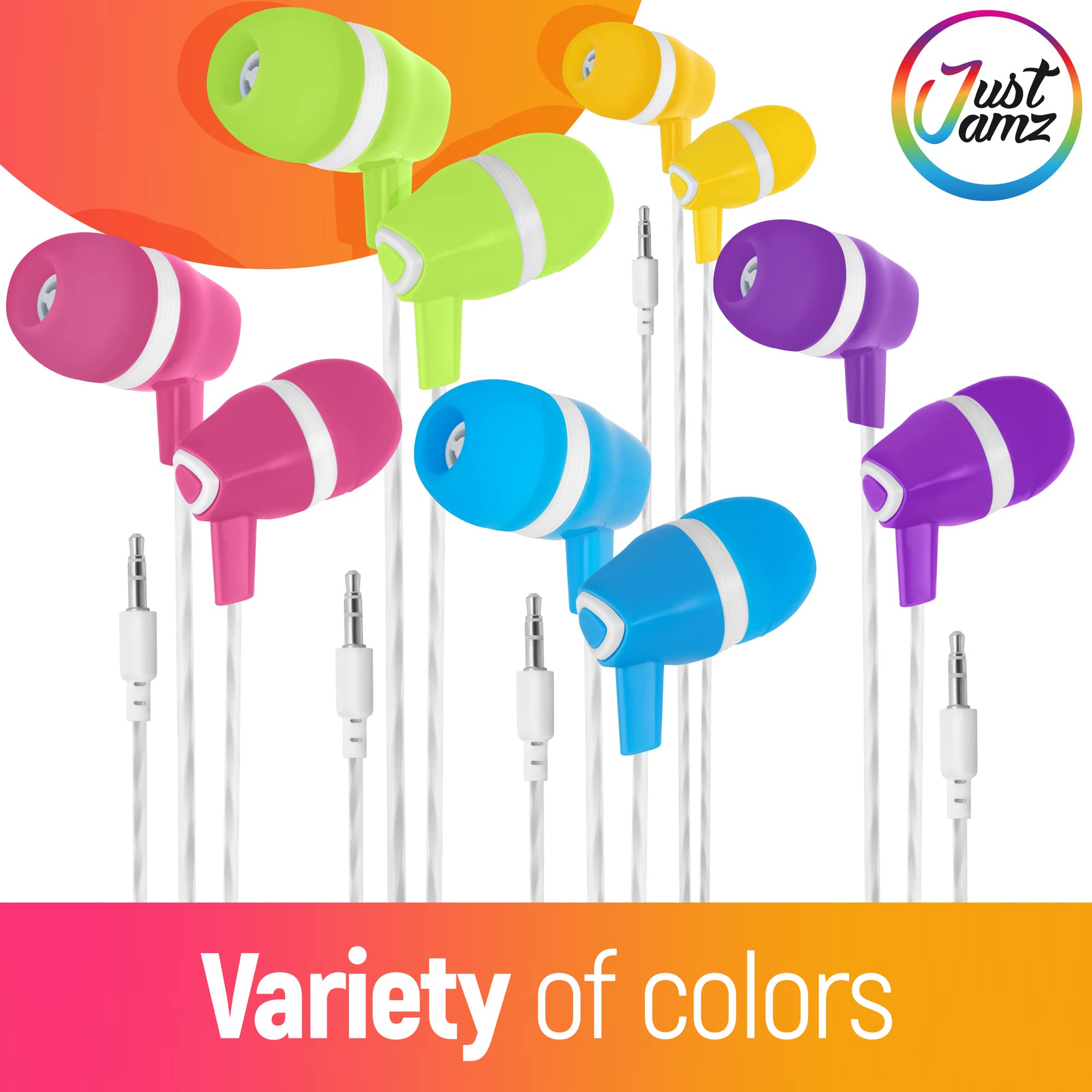 30 Pack Bulk Earbuds - Colorful Disposable Wired In-Ear Headphones for Students, Classroom, Library | Durable Basic Earphones for Kids, School, Study & Travel Use