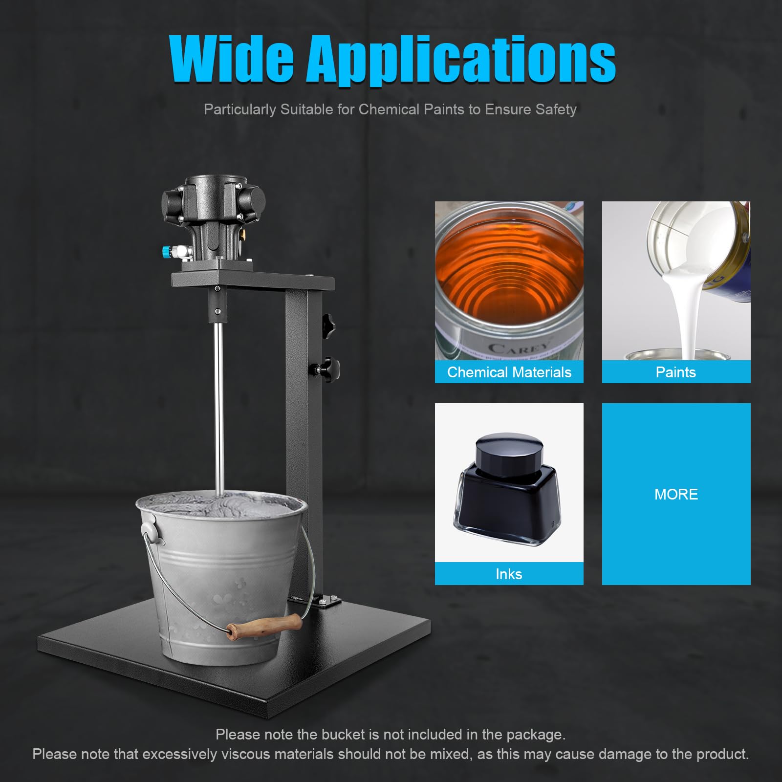 5 Gallon Pneumatic Paint Mixer Air Agitator - Industrial Paint & Ink Blender Stirrer for High Viscosity Materials - Perfect for Automotive, Construction & DIY Projects