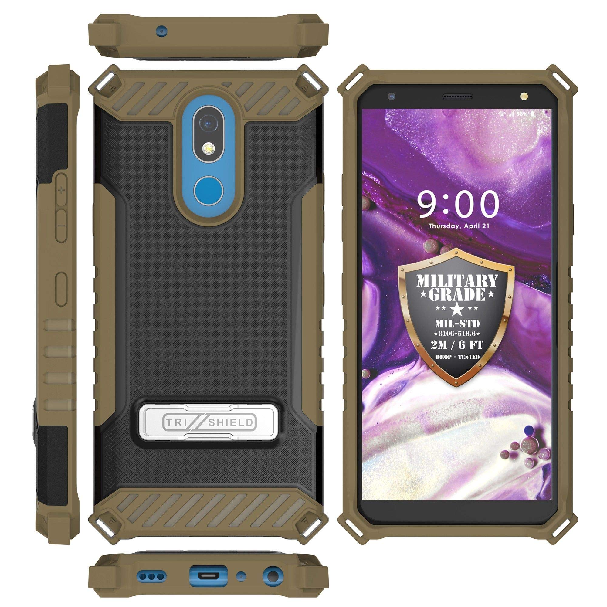 Military Grade Hybrid Shockproof Case with Stand - Dual Layer Protective Cover for LG K40/Solo LTE/X4/Harmony 3/Xpression Plus 2 (Wild Horses Design) - Perfect for Outdoor Adventures, Work & Daily Protection