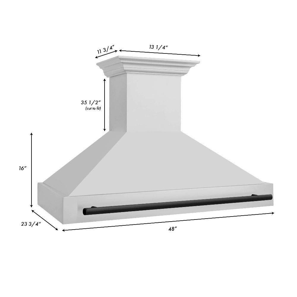 ZLINE Autograph Edition 48-Inch Stainless Steel Range Hood with Matte Black Handle - Professional Kitchen Ventilation for Modern Homes (8654STZ 48 MB) | Perfect for Open-Concept Kitchens & Gourmet Cooking
