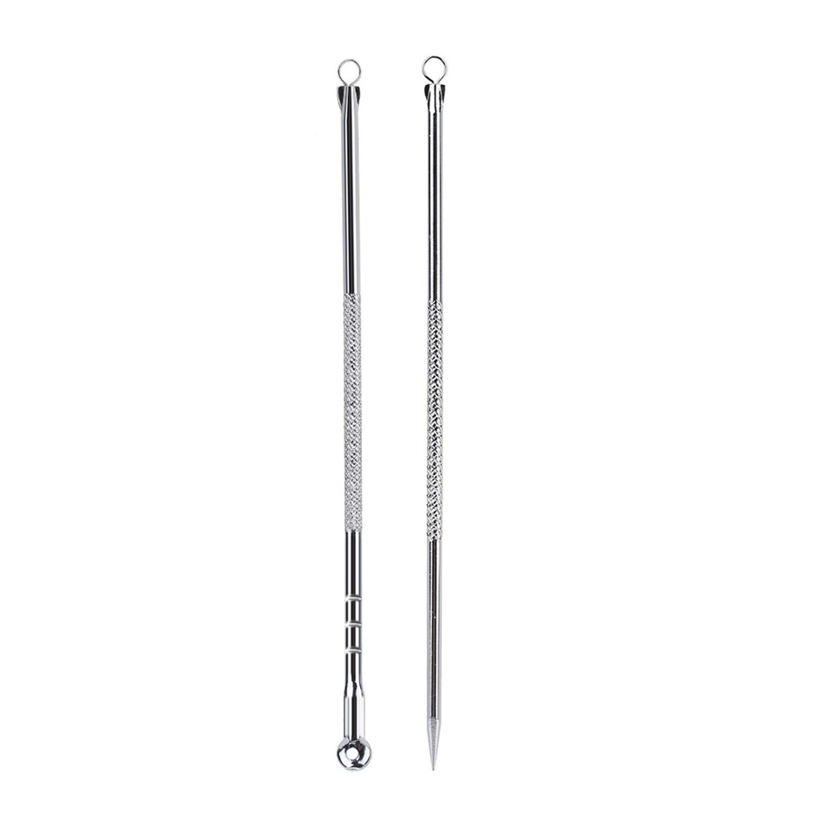 2Pcs Stainless Steel Blackhead Remover Tool - Double-Ended Acne Pimple Comedone Extractor Kit for Facial Blemish Removal & Skin Care | Perfect for Home Spa, Travel & Daily Skincare Routine