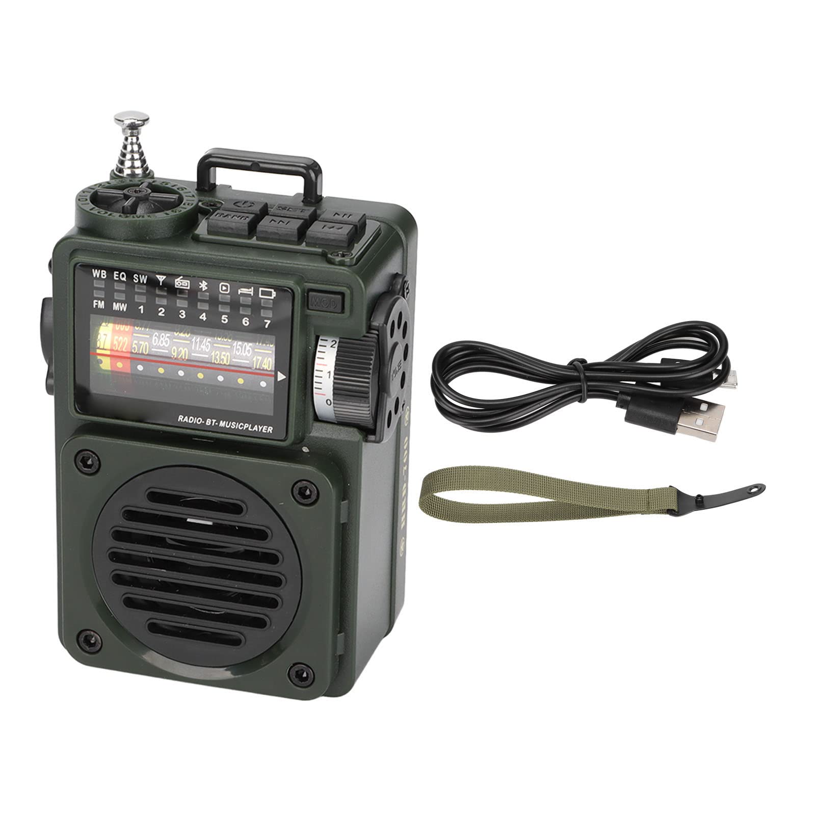 Portable Shortwave Radio with Bluetooth, AM/FM/WB Weather Band, Rechargeable Battery & Sleep Timer - Compact Retro Analog Tuner for Walking, Hiking, and Outdoor Adventures