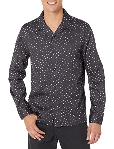 John Varvatos Men's Charlie Long Sleeve Camp Collar Shirt - Stylish Casual Button-Up for Men | Perfect for Date Nights, Office Wear & Weekend Outings