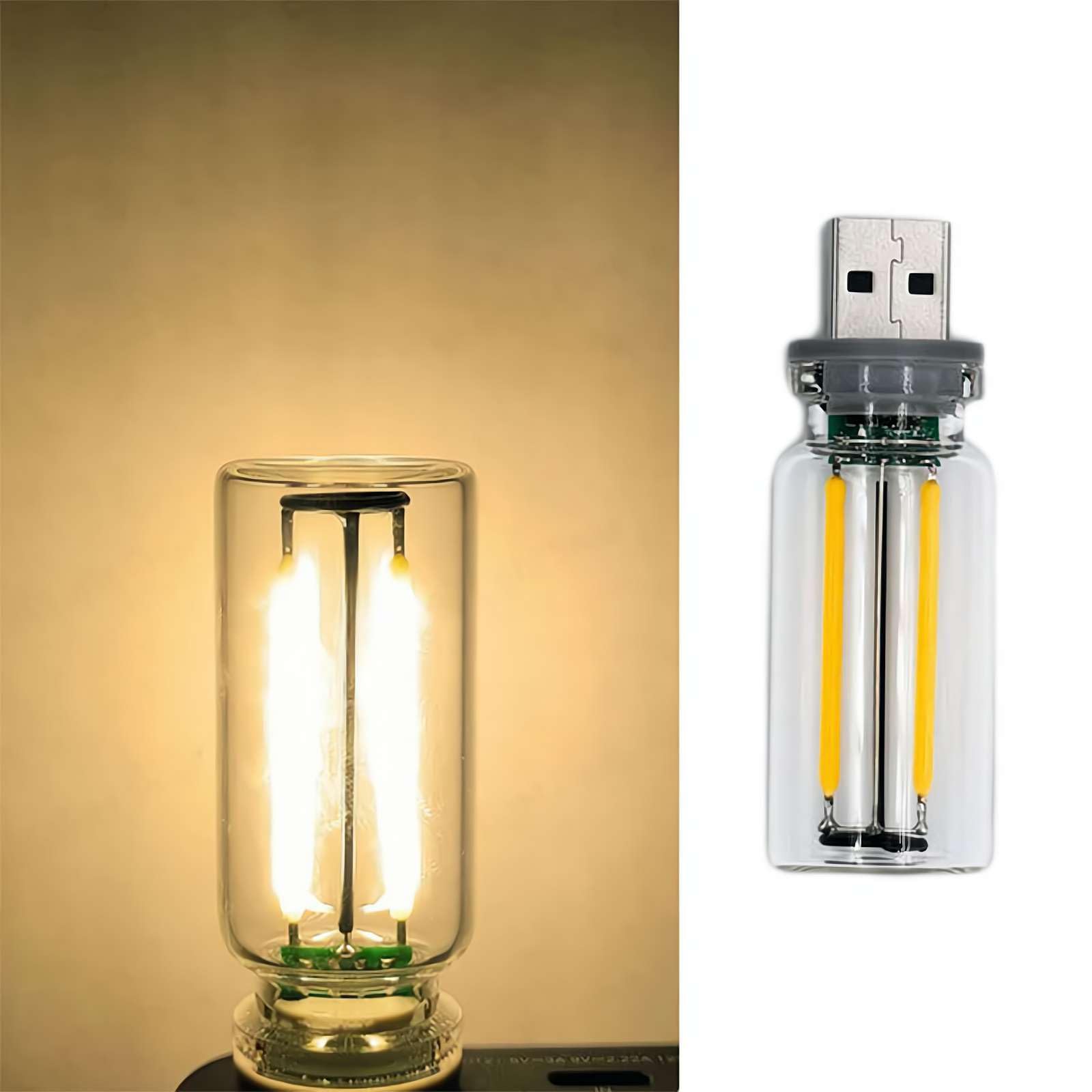 Retro USB LED Car Interior Atmosphere Lamp - Touch Control Dimmable Night Light with Plug-in Charging Port | Perfect for Car Decor, Mood Lighting & Night Driving