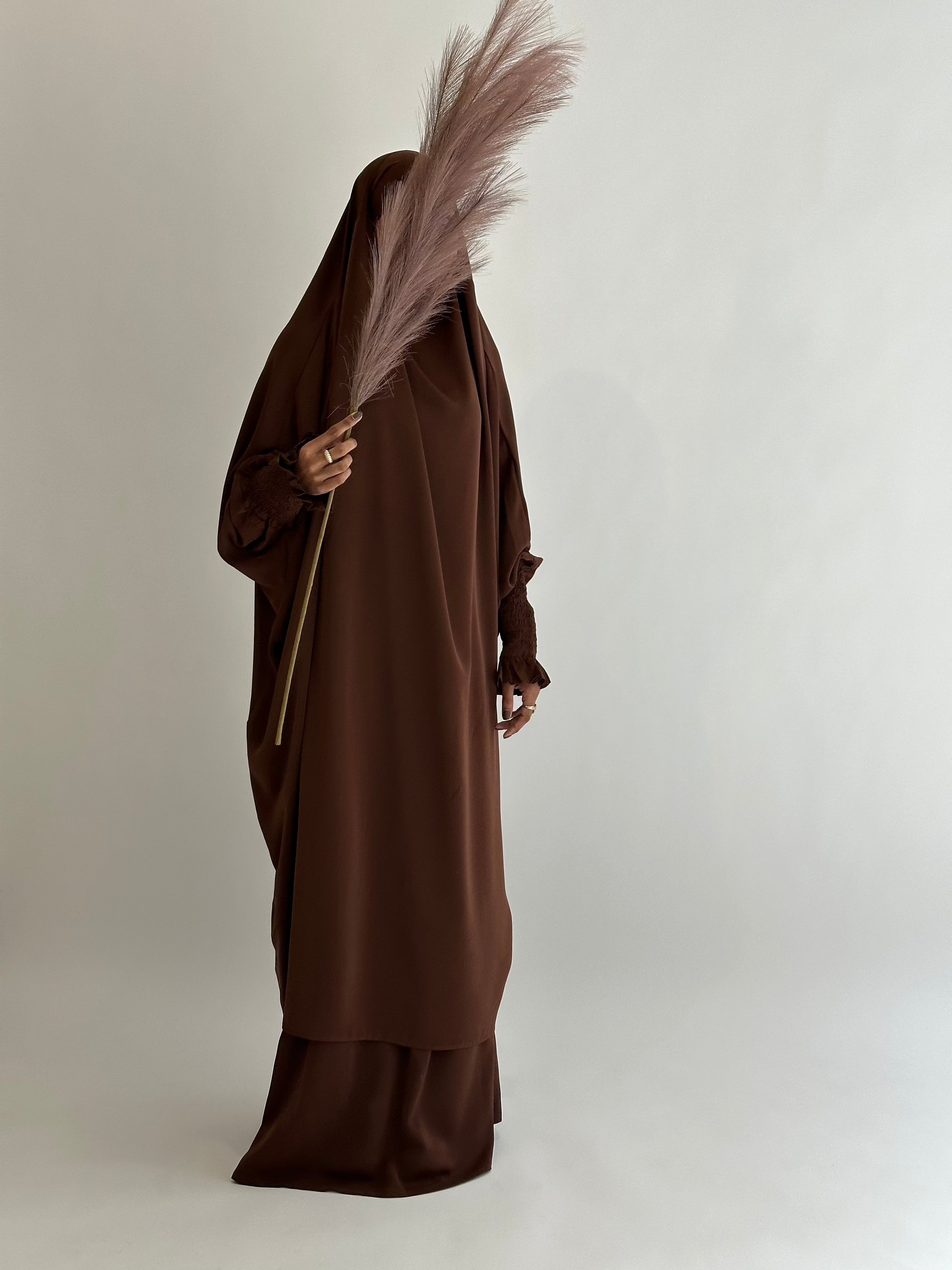 Medina 2-Piece Jilbab Set - Premium Brown Muslim Prayer Dress for Women | Perfect for Islamic Prayer, Mosque, and Modest Fashion