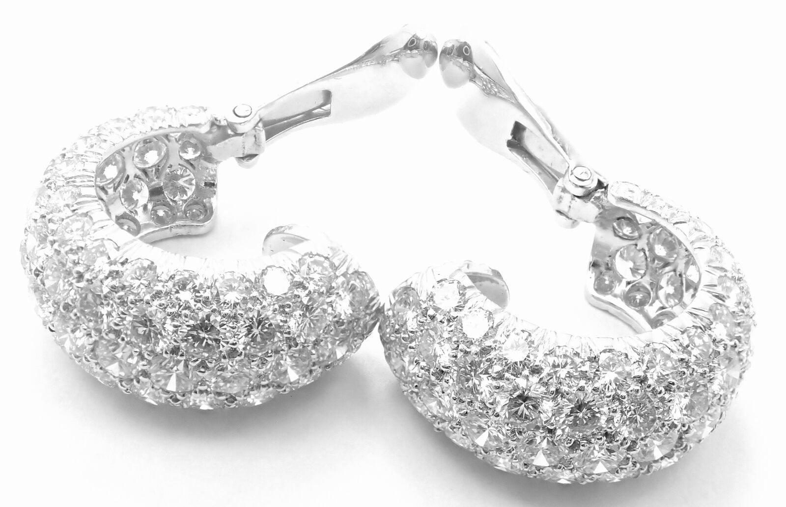 Authentic David Webb Platinum 18k White Gold 10 Carat Diamond Hoop Earrings for Women - Luxury Jewelry Gift for Anniversary, Wedding & Special Occasions