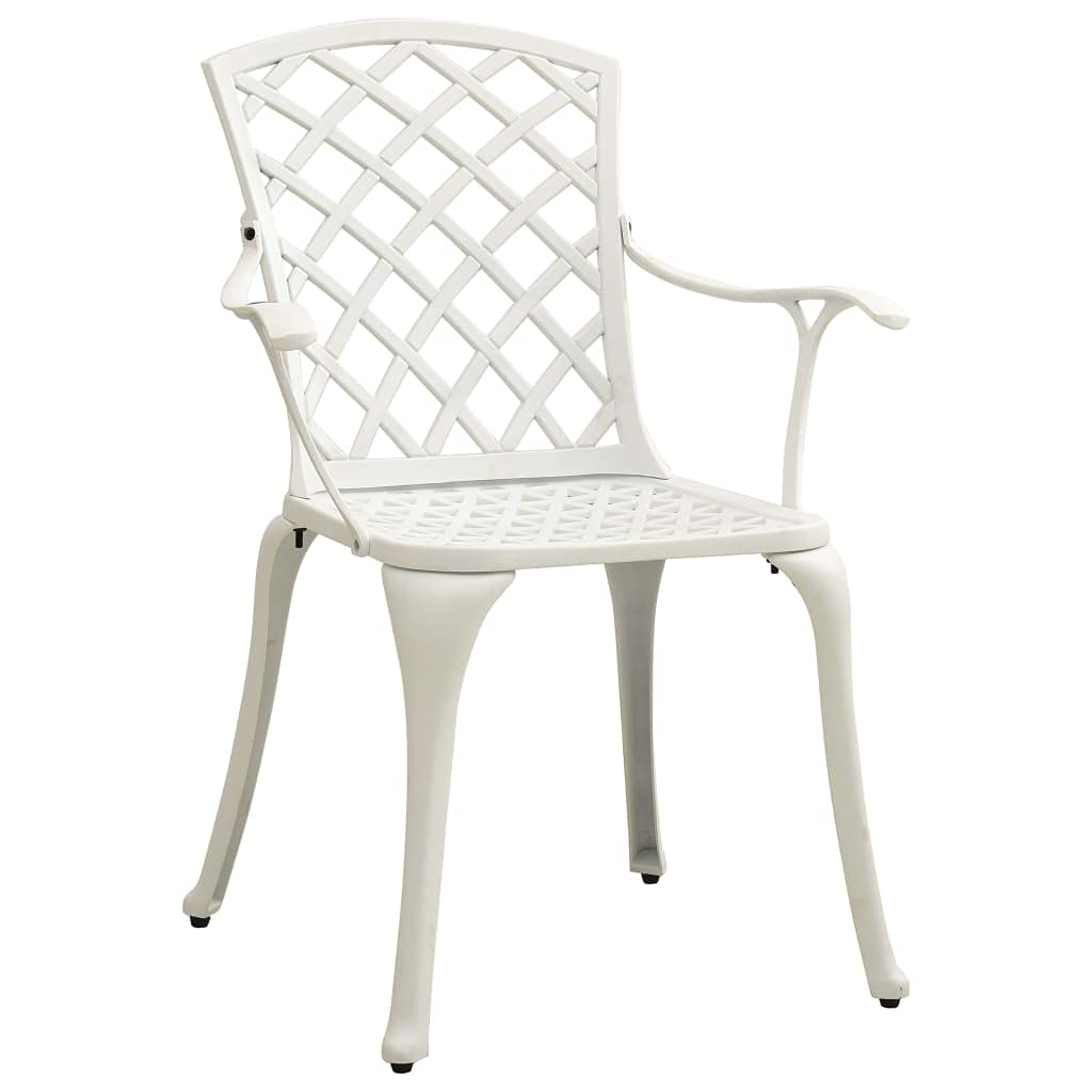 Antique Bronze 3-Piece Aluminum Bistro Set - Outdoor Patio Table & Chairs with Umbrella Hole - Durable Cast Aluminum Furniture for Yard, Balcony, Garden or Poolside Dining - Weather-Resistant White Finish
