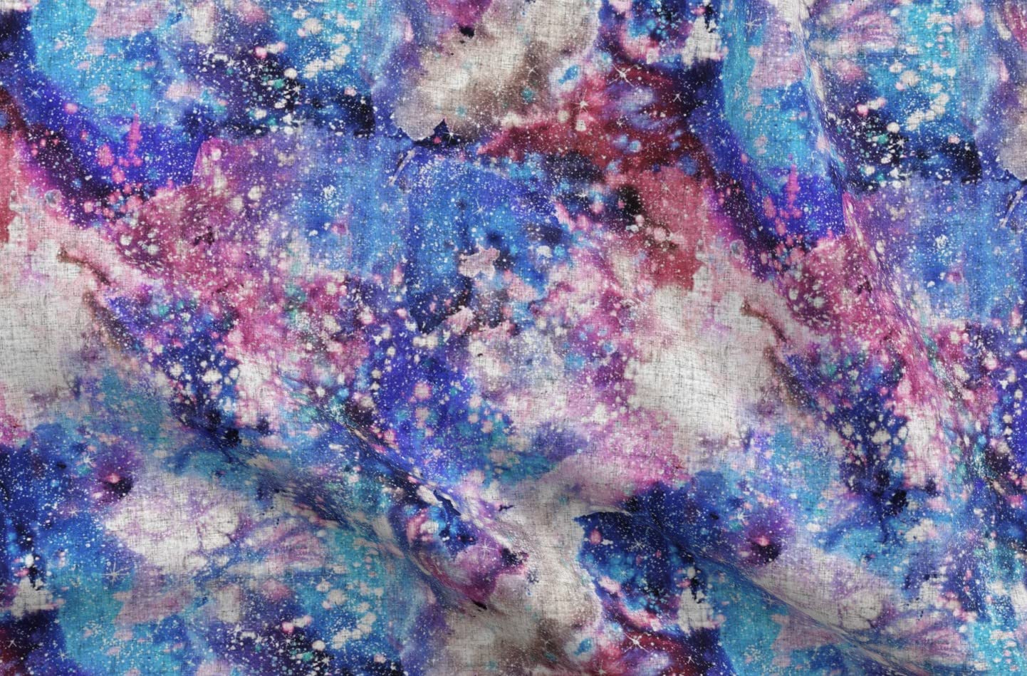 Galaxy Space Printed Minky Fabric - Purple Blue Stars Planets Nebula Watercolor Celestial Design - Fat Quarter for Sewing Baby Blankets, Quilt Backing & Plush Projects - Soft & Cozy Material for DIY Crafts, Nursery Decor & Home Decorating