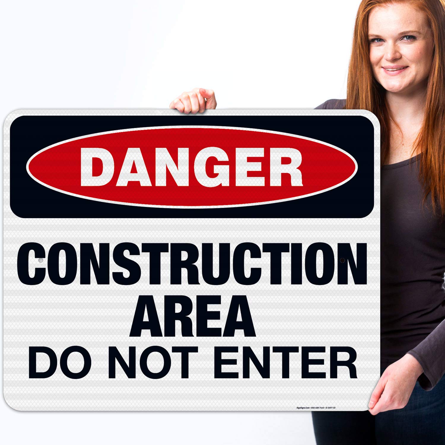 OSHA Approved Construction Do Not Enter Sign - 24x30 Inches, 3M EGP Reflective .080 Aluminum, Fade Resistant for Indoor/Outdoor Use - Made in USA | Perfect for Construction Sites, Road Work Zones & Safety Barriers
