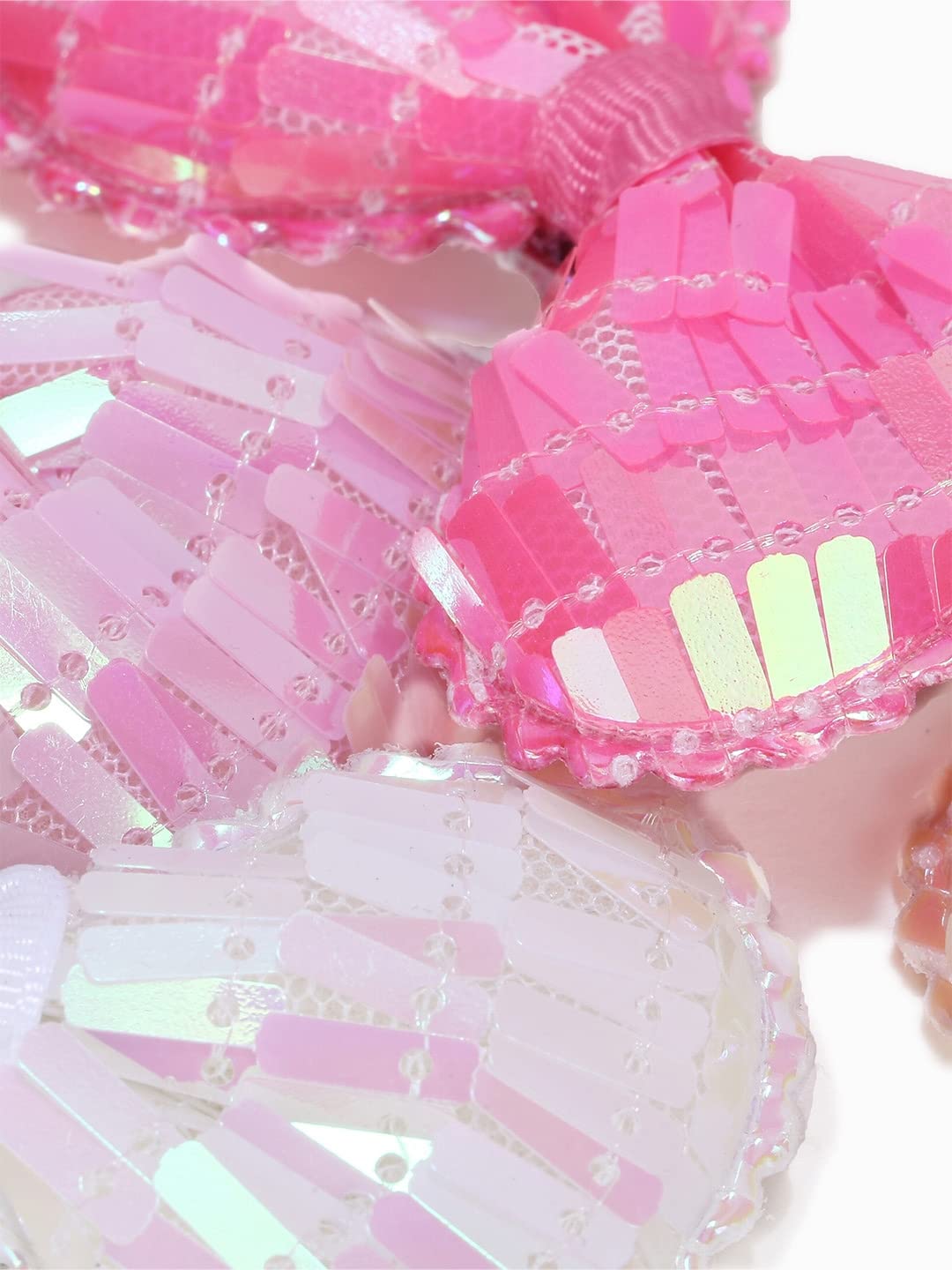 FIMBUL Korean Style Sequins Bow Hair Clips for Girls - 6 Pack Hair Accessories for Parties, Weddings & Daily Wear