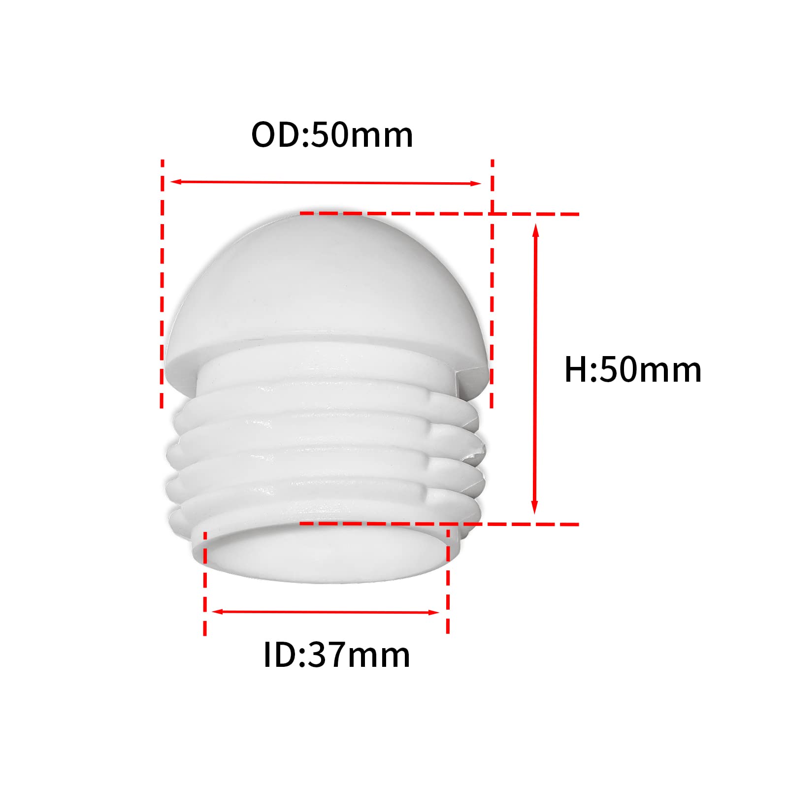 Flyshop 16-Pack White Plastic End Caps Pipe Plugs - 2 Inch (50mm) OD Round Tube Inserts Furniture Gliders for Tables and Chairs - Protect Floors and Prevent Scratches in Home, Office or Restaurant