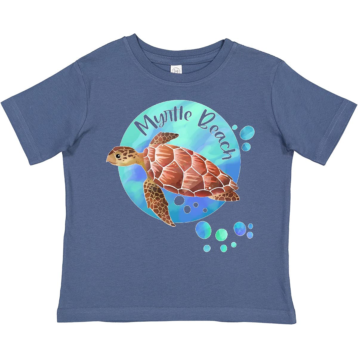 Inktastic Myrtle Beach Sea Turtle and Bubbles Toddler T-Shirt - Cute Graphic Tee for Boys & Girls - Soft Cotton Baby Shirt - Perfect for Beach Vacations, Summer Outings & Family Photos