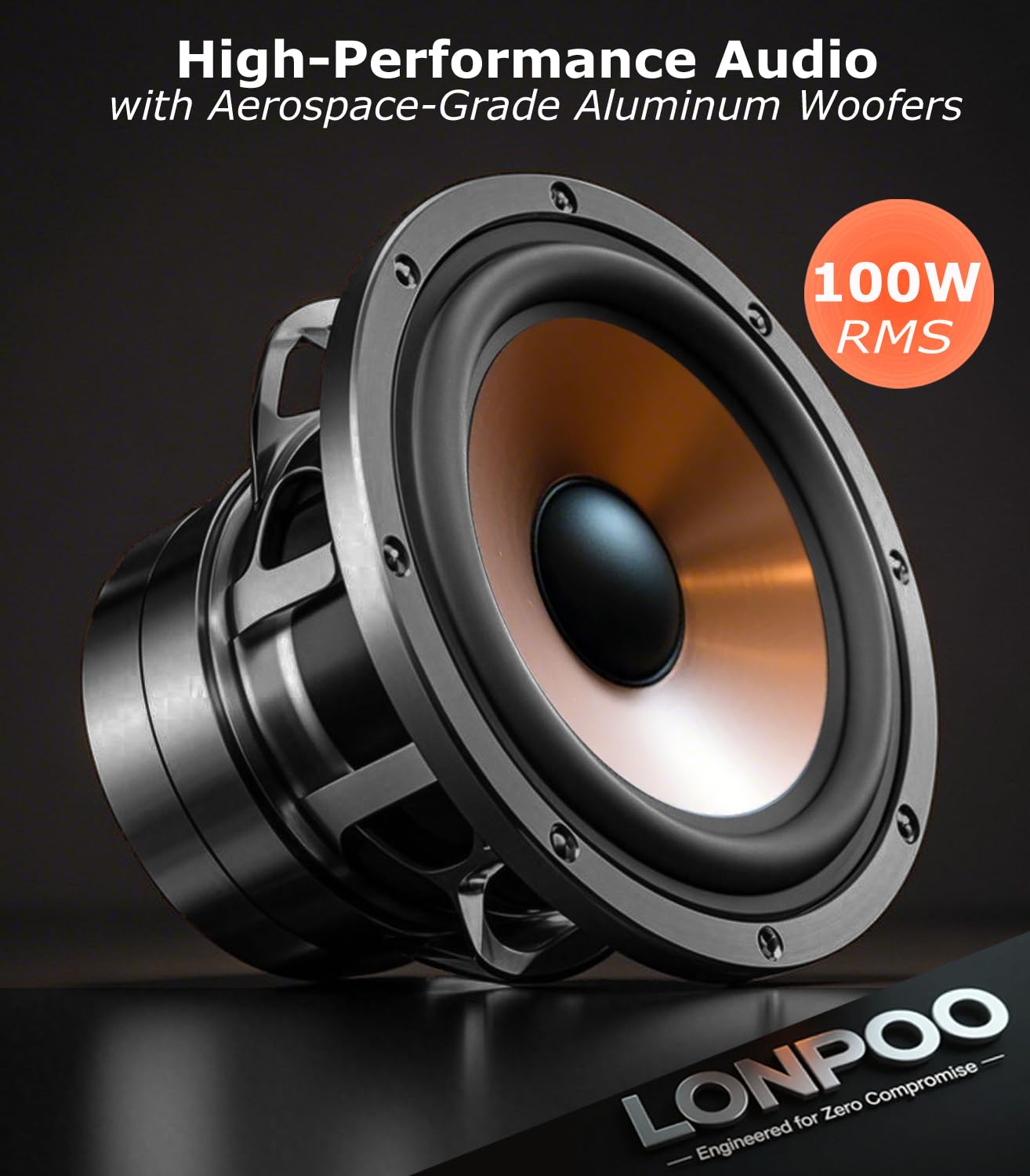 LONPOO 100W Active Bookshelf Speakers with Bluetooth, 4'' Woofer - Optical/Coaxial/RCA/USB/AUX Input for PC, TV, Turntable - LP42M Brown - Perfect for Home Office, Gaming & Music Listening