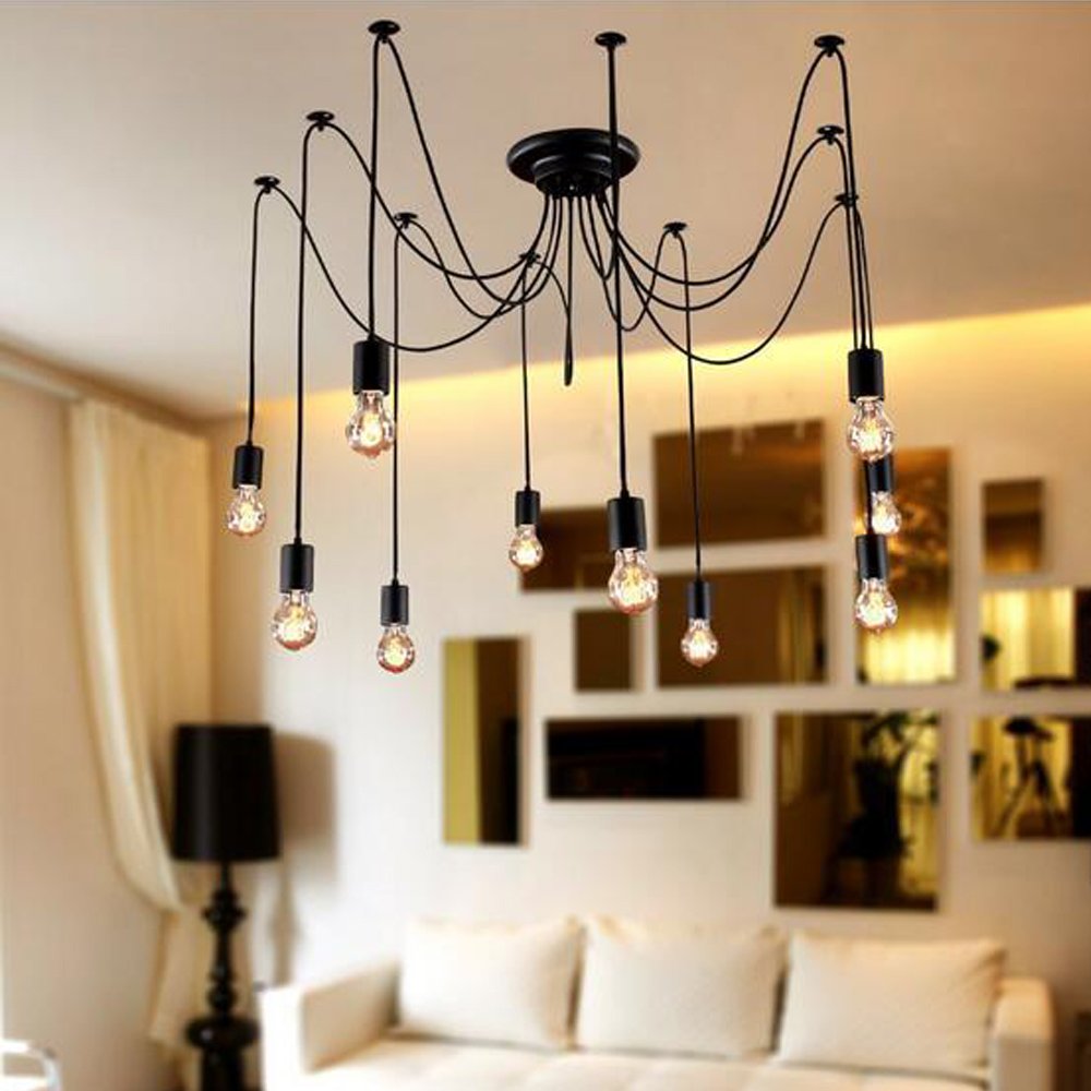 Vintage 10-Light Chandelier with Bulbs Included - Modern Flush Mount Ceiling Light Fixture for Living Room, Dining Room & Bedroom Lighting