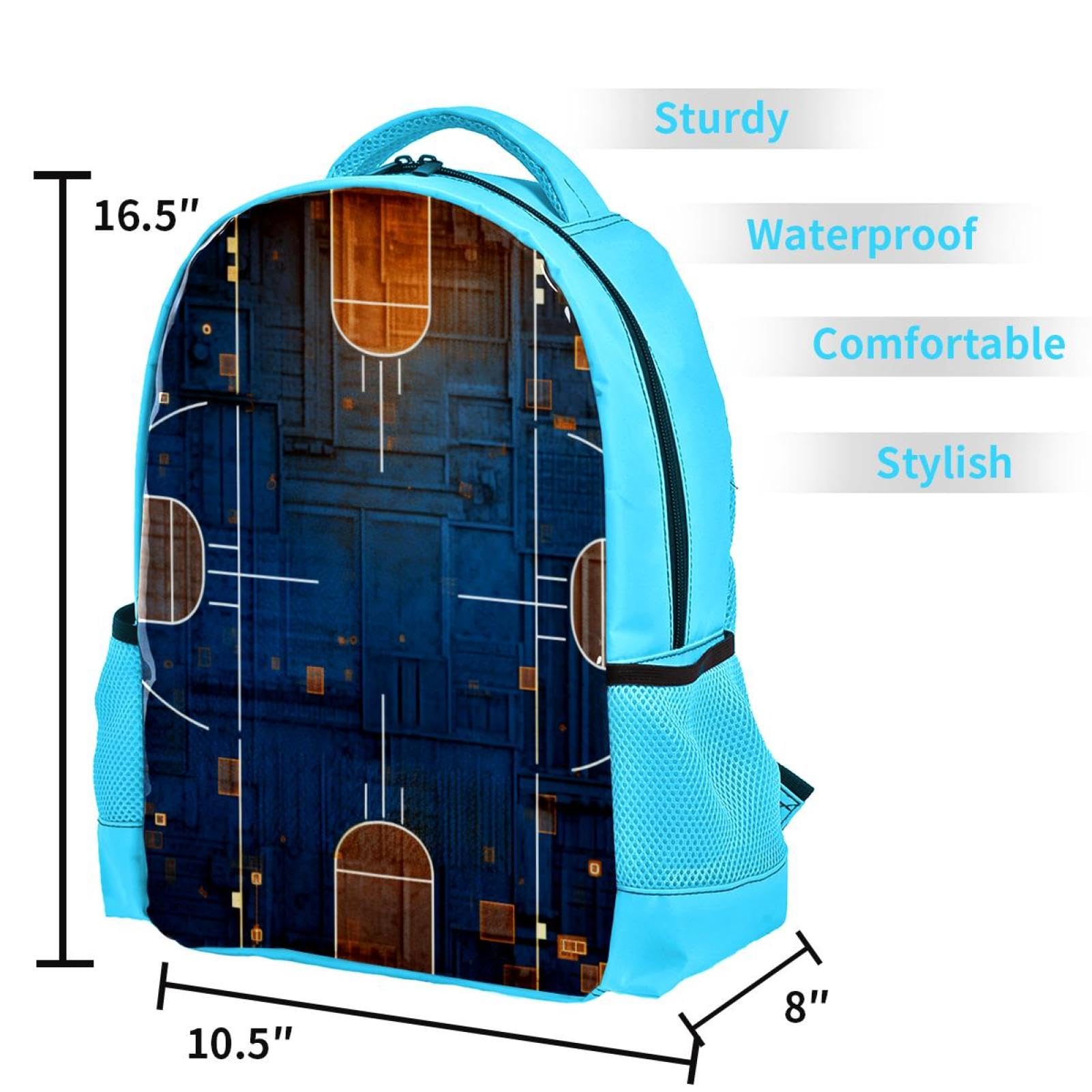 Stylish Travel Backpack for Women & Men - Durable Art Basketball Court Design - Perfect for Commuting, School, Gym & Outdoor Adventures