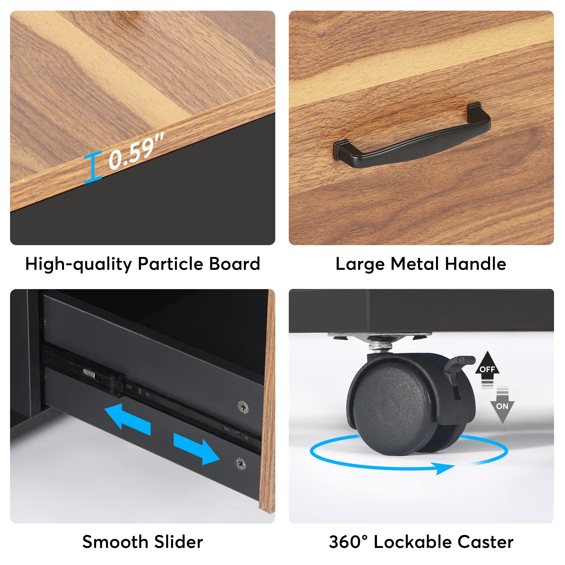 Little Tree Rolling File Cabinet with Drawer & Door - Mobile Storage Cabinet with Shelves & CPU Holder for Home Office, Living Room - Perfect for Organizing Documents, Office Supplies & Electronics